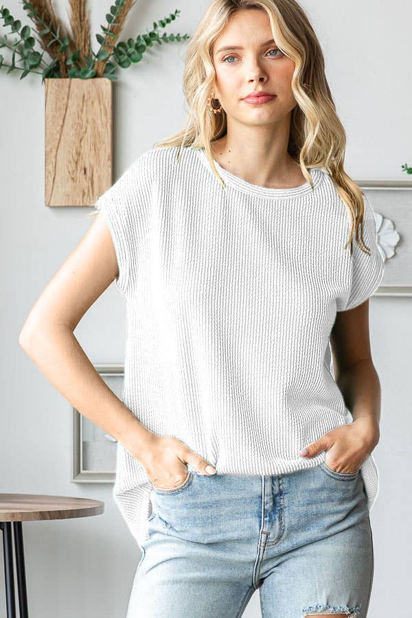 Green Ribbed Knit Top