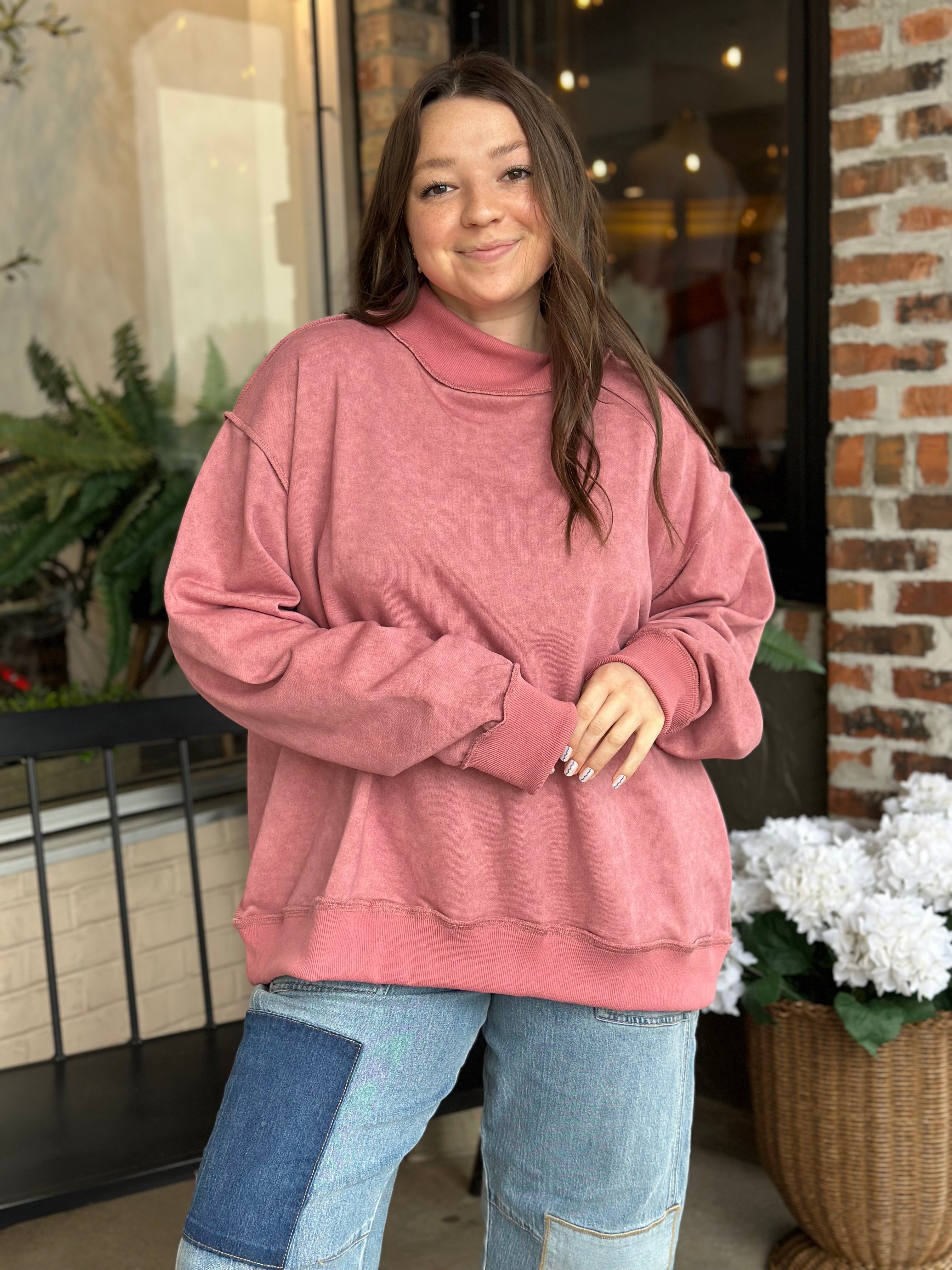 Mauve Vintage Wash Oversized Sweatshirt