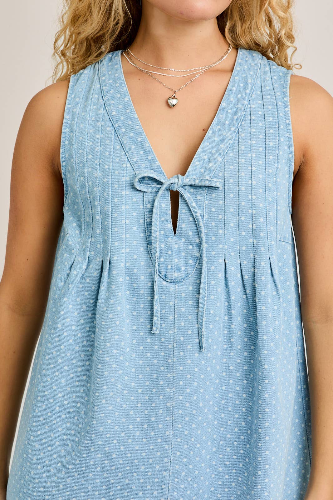 Sleeveless V-Neck Denim Dress