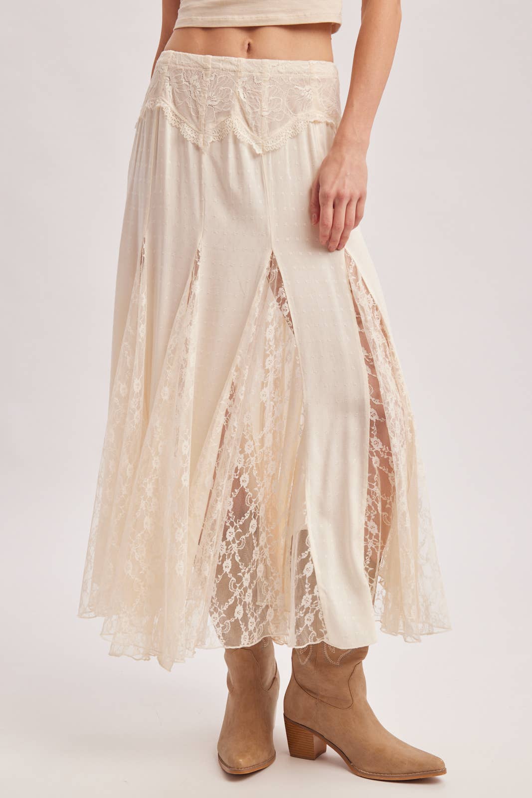 Cream Lace Maxi Skirt
