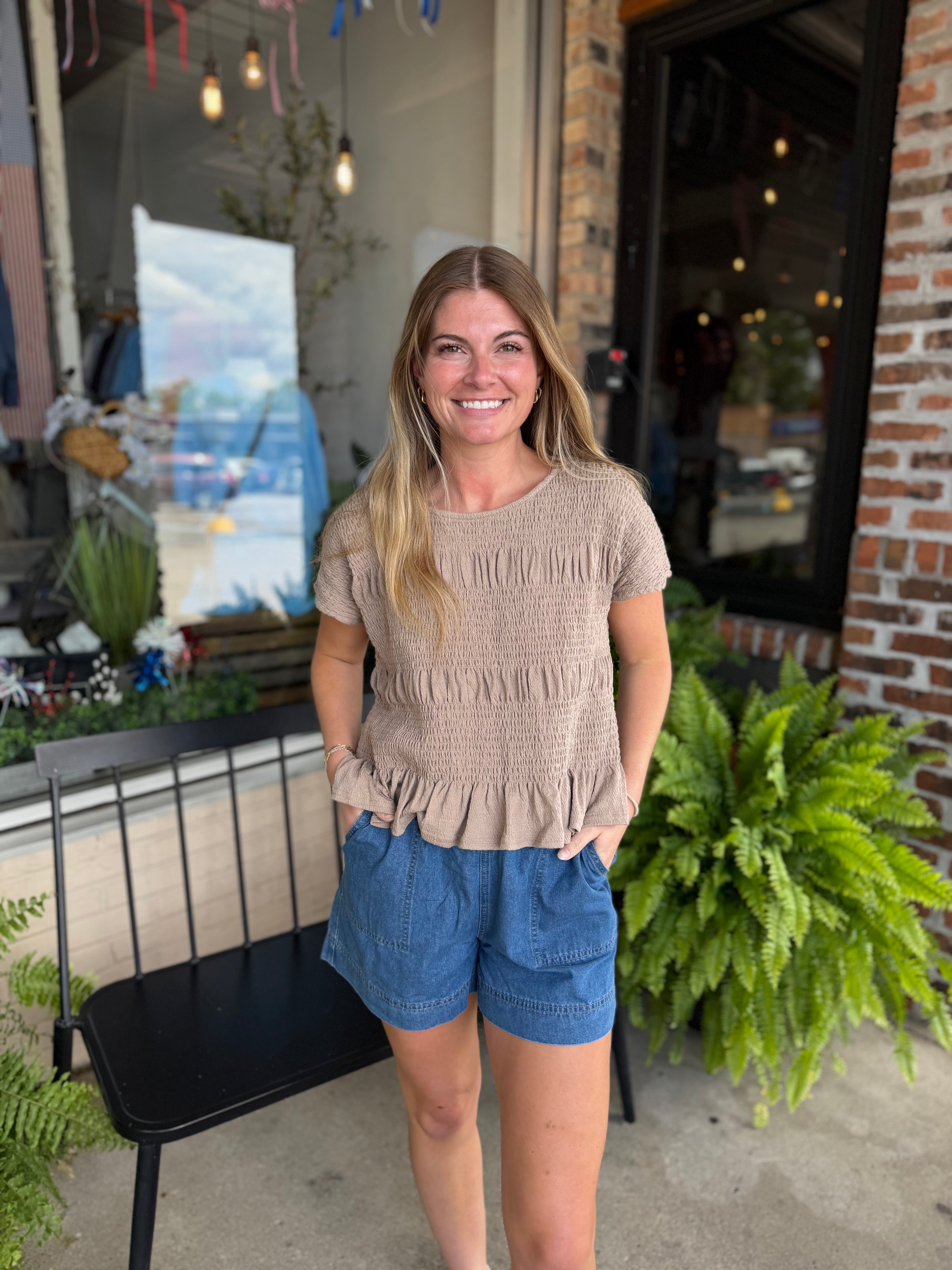 Mocha Short Sleeve Knit Top