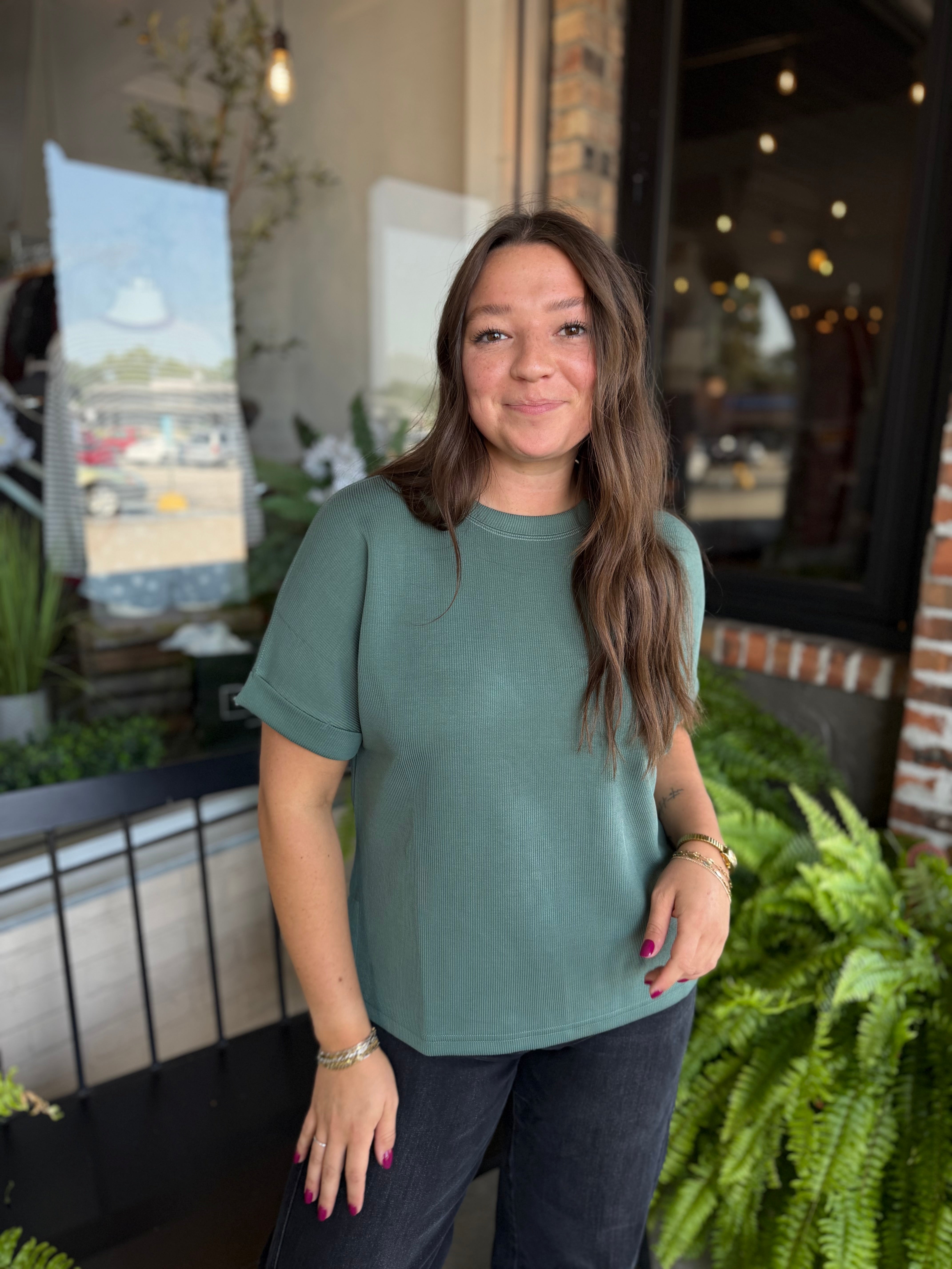 Green Sand Wash Rib Lounge Tee