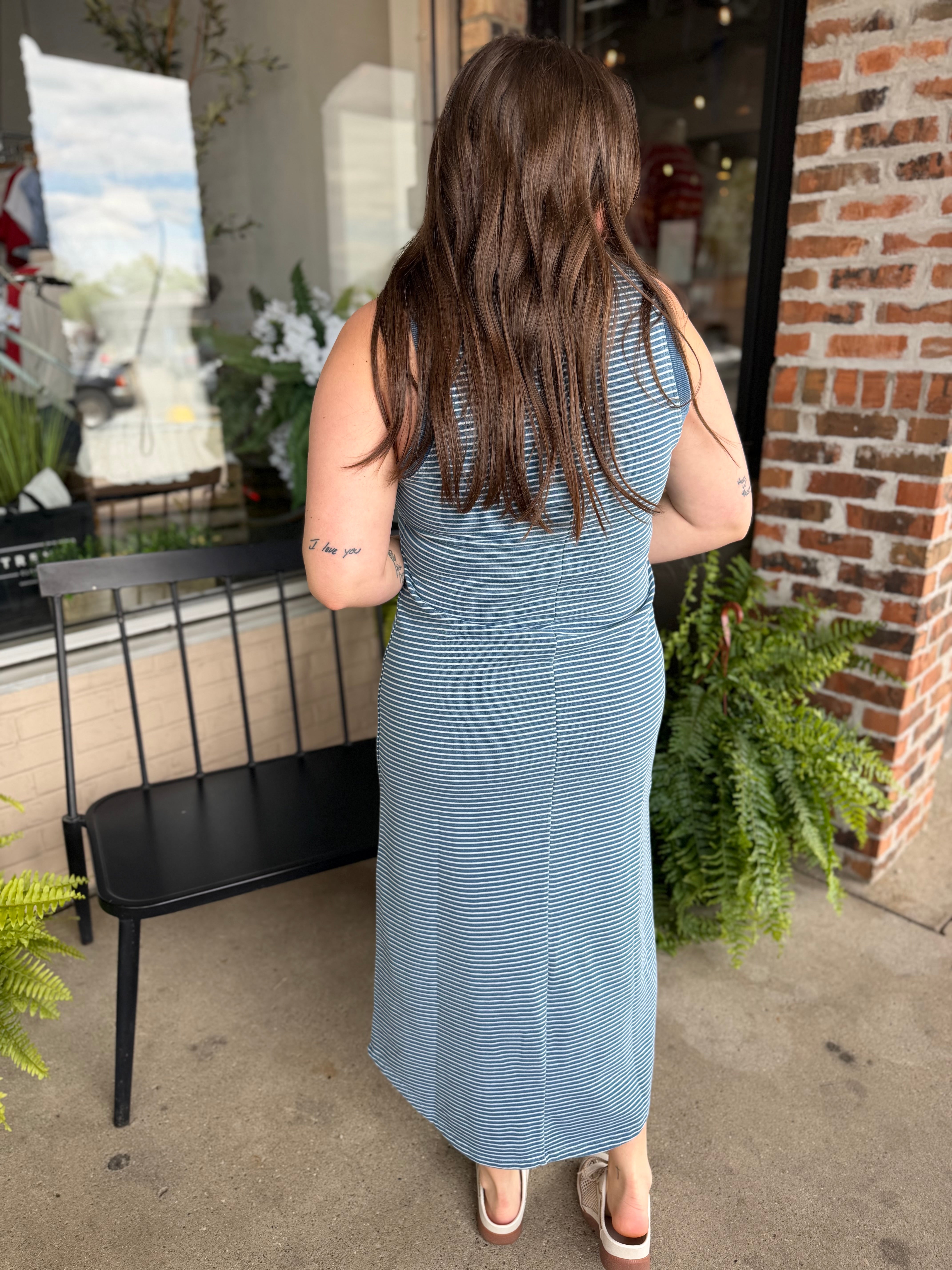 Denim Stripe Tank Dress
