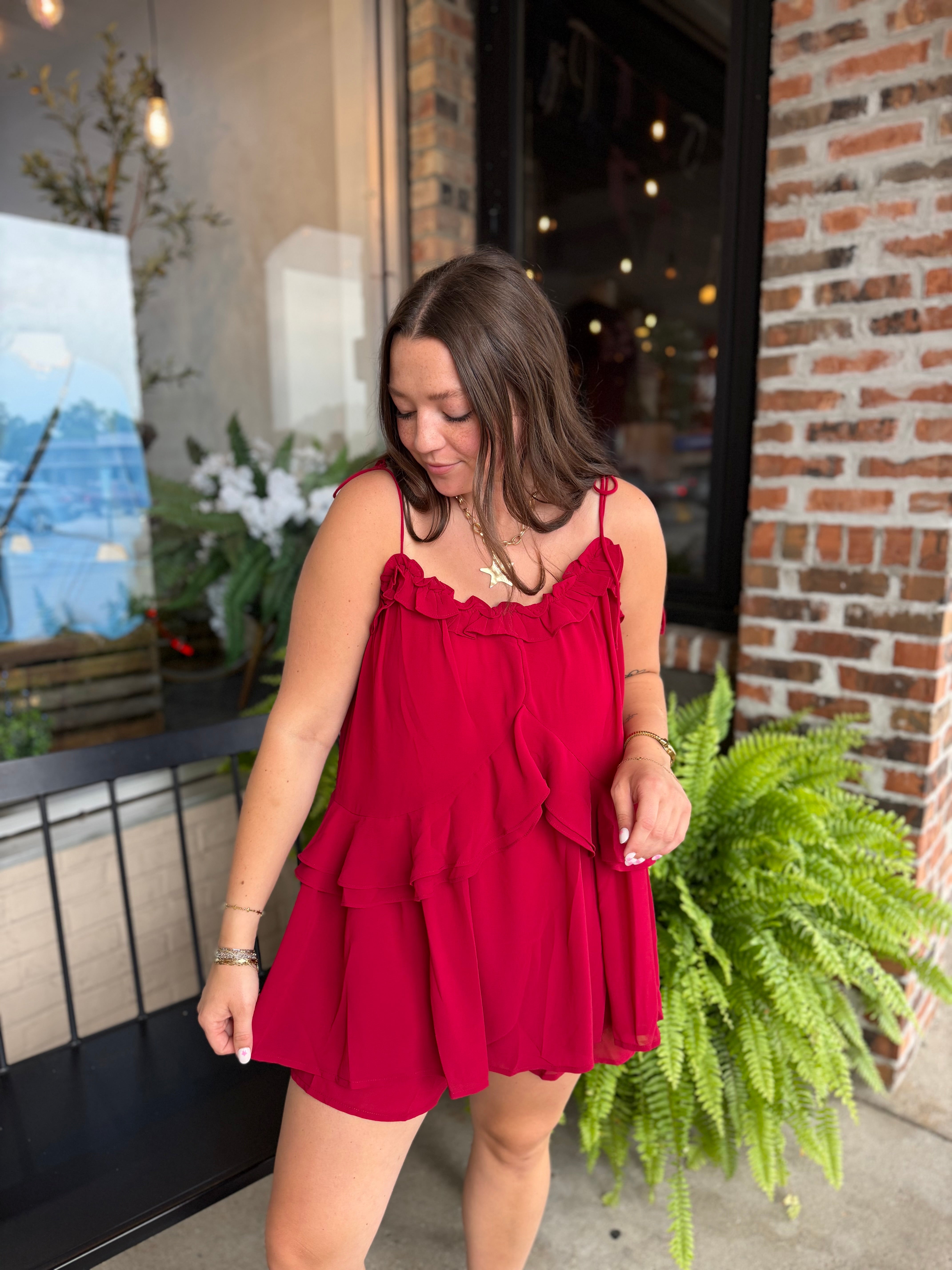 Red Ruffle Romper