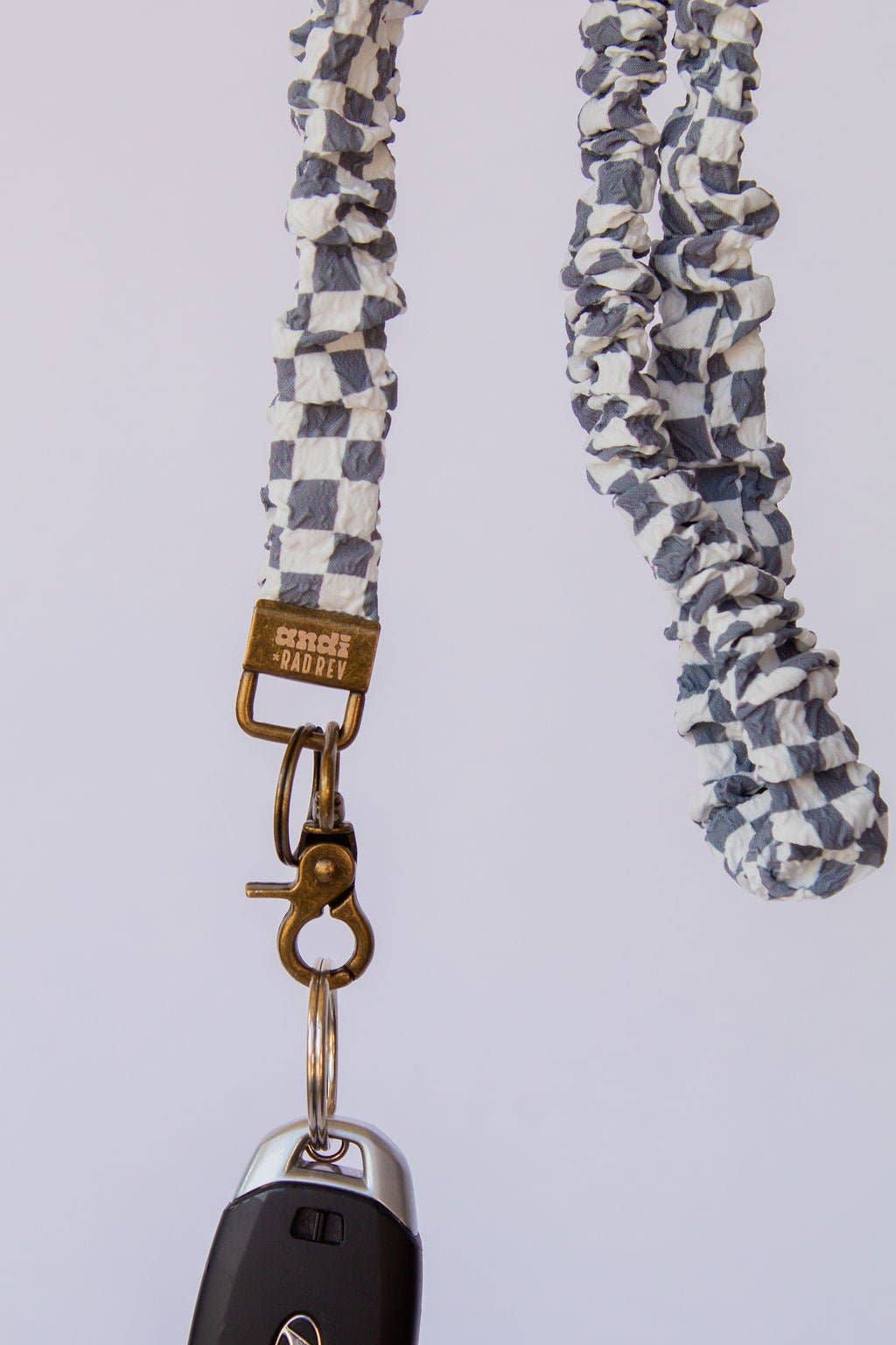 Grey Checkered Lanyard