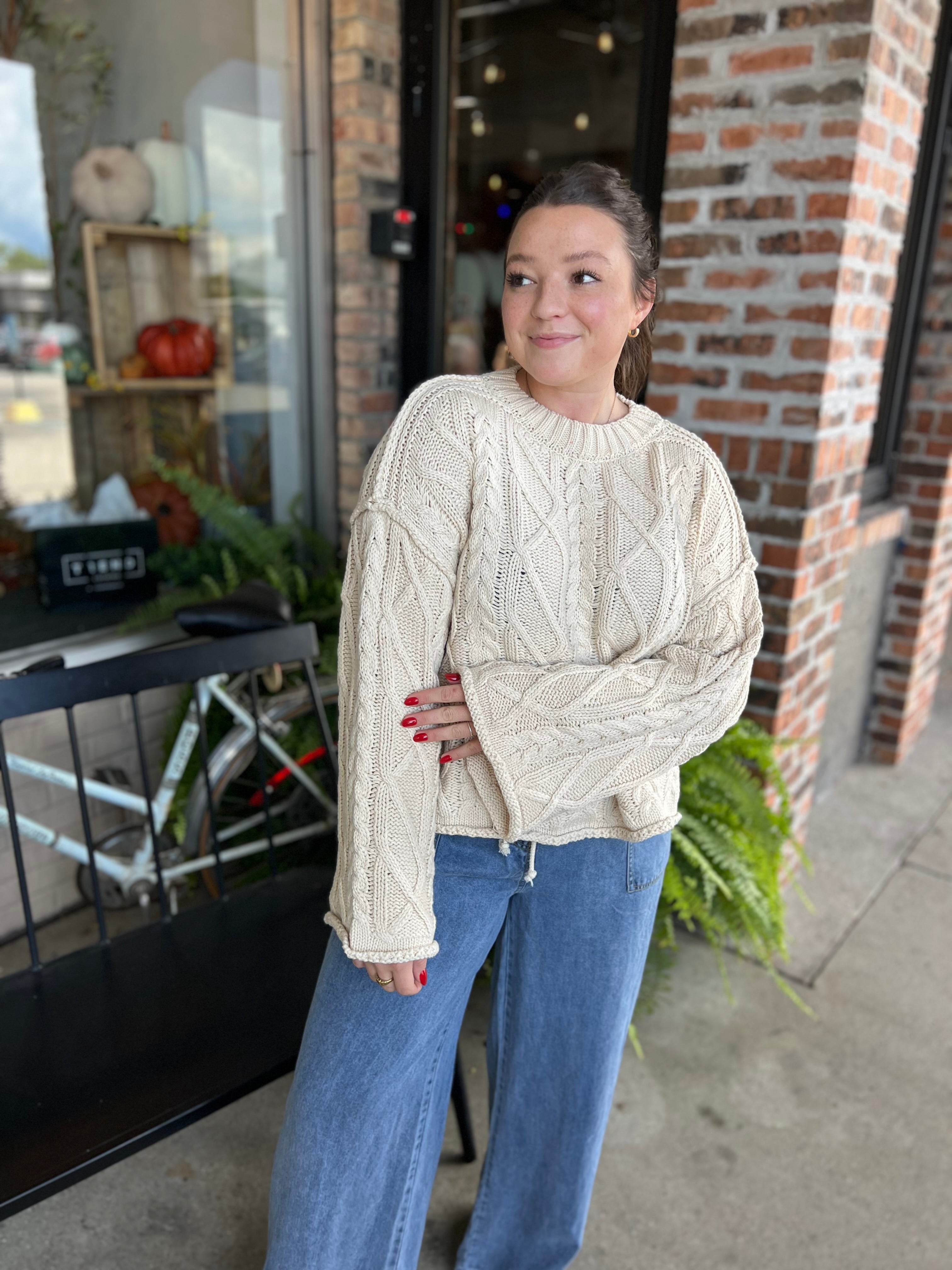 OVERSIZED CABLE KNIT SWEATER - FINAL SALE