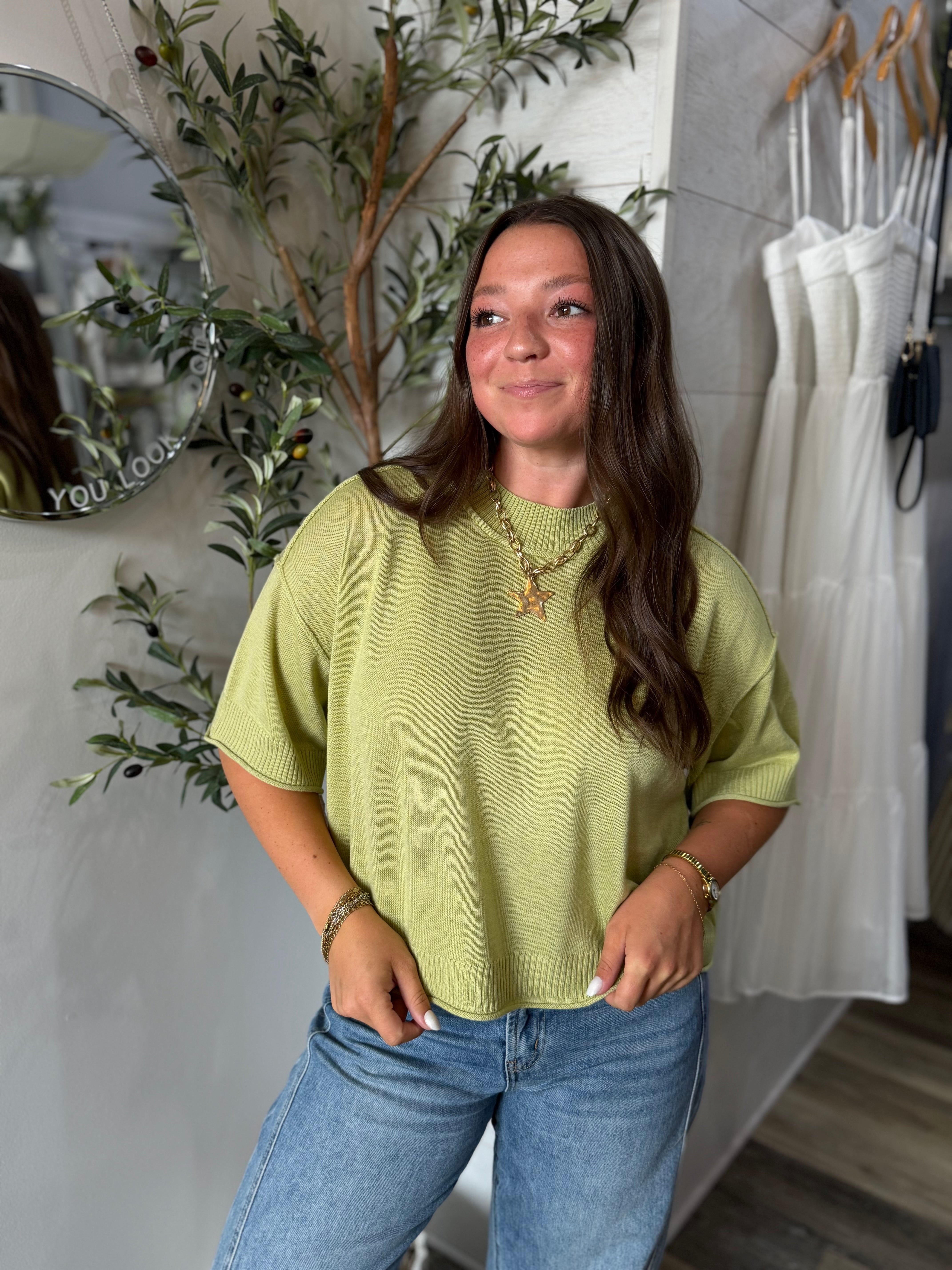 Sage Lightweight Mock Neck Sweater