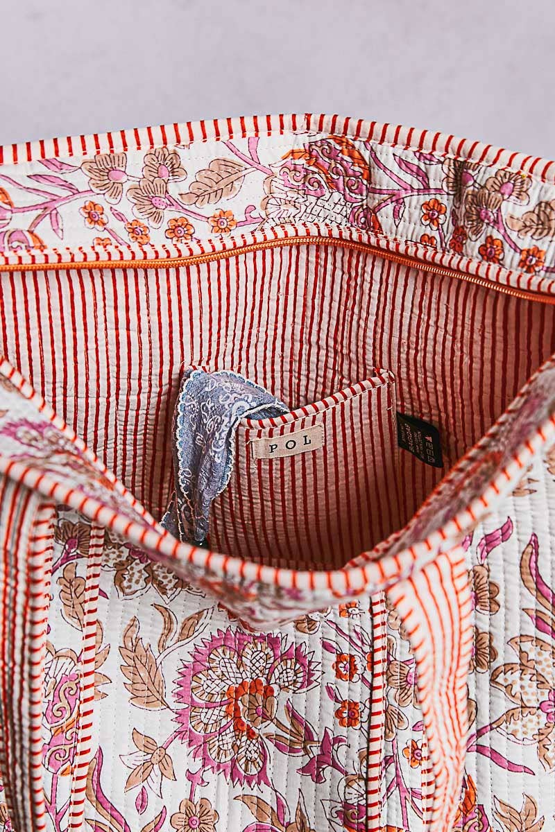 Ivory Quilted Tote Bag: