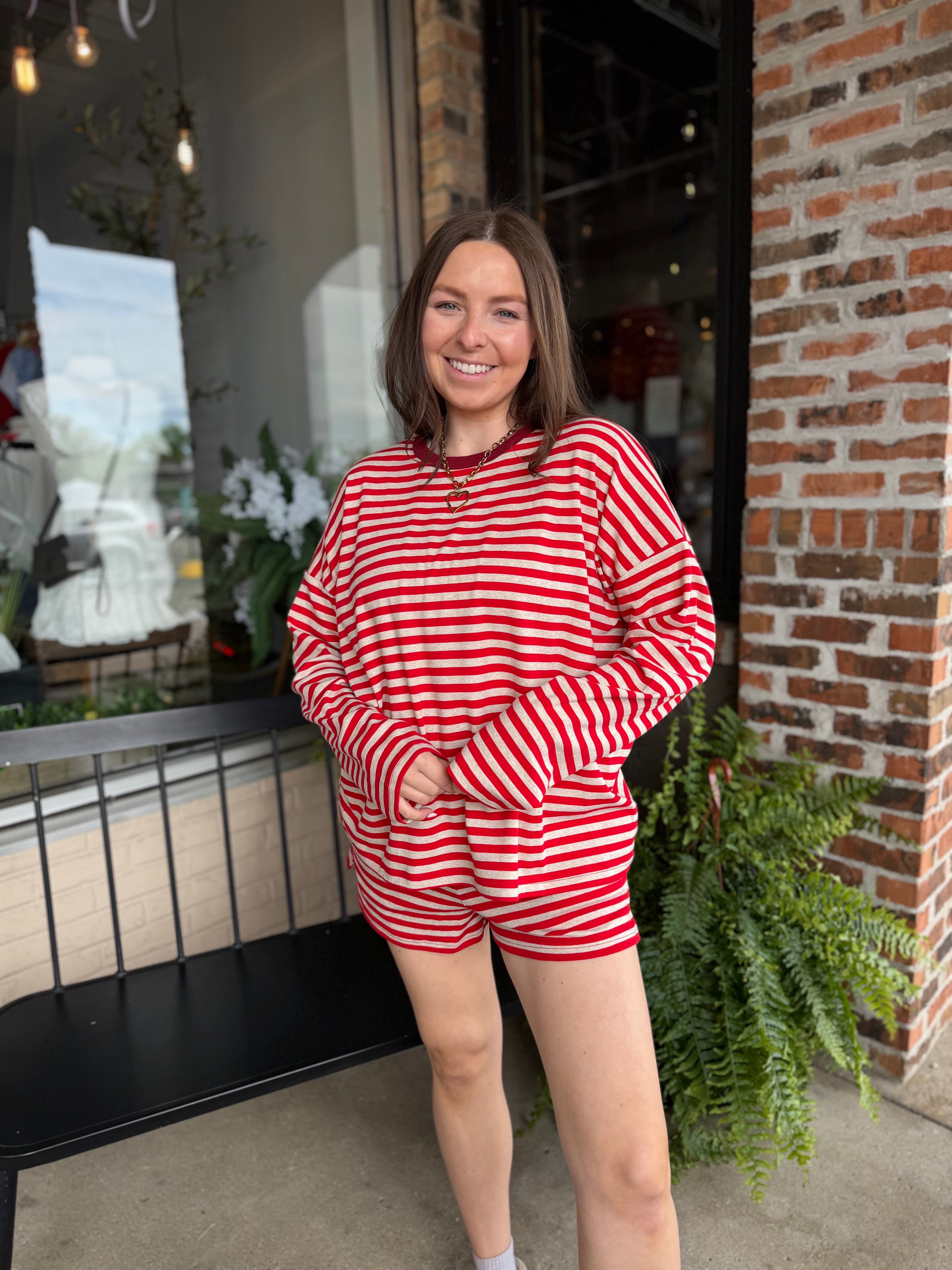 Red Stripe Oversized Top - FINAL SALE