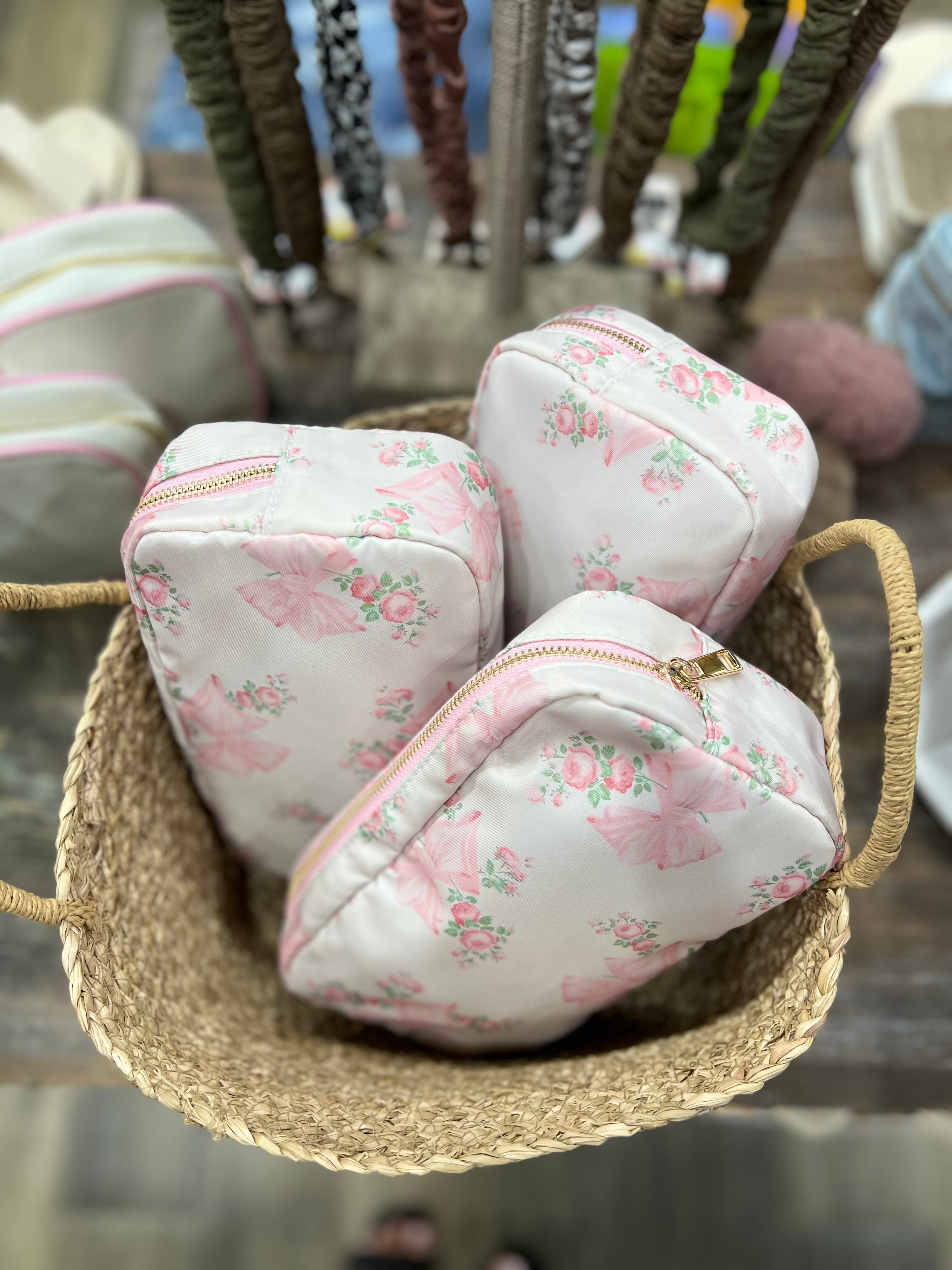 Pink Floral Cosmetic Bag