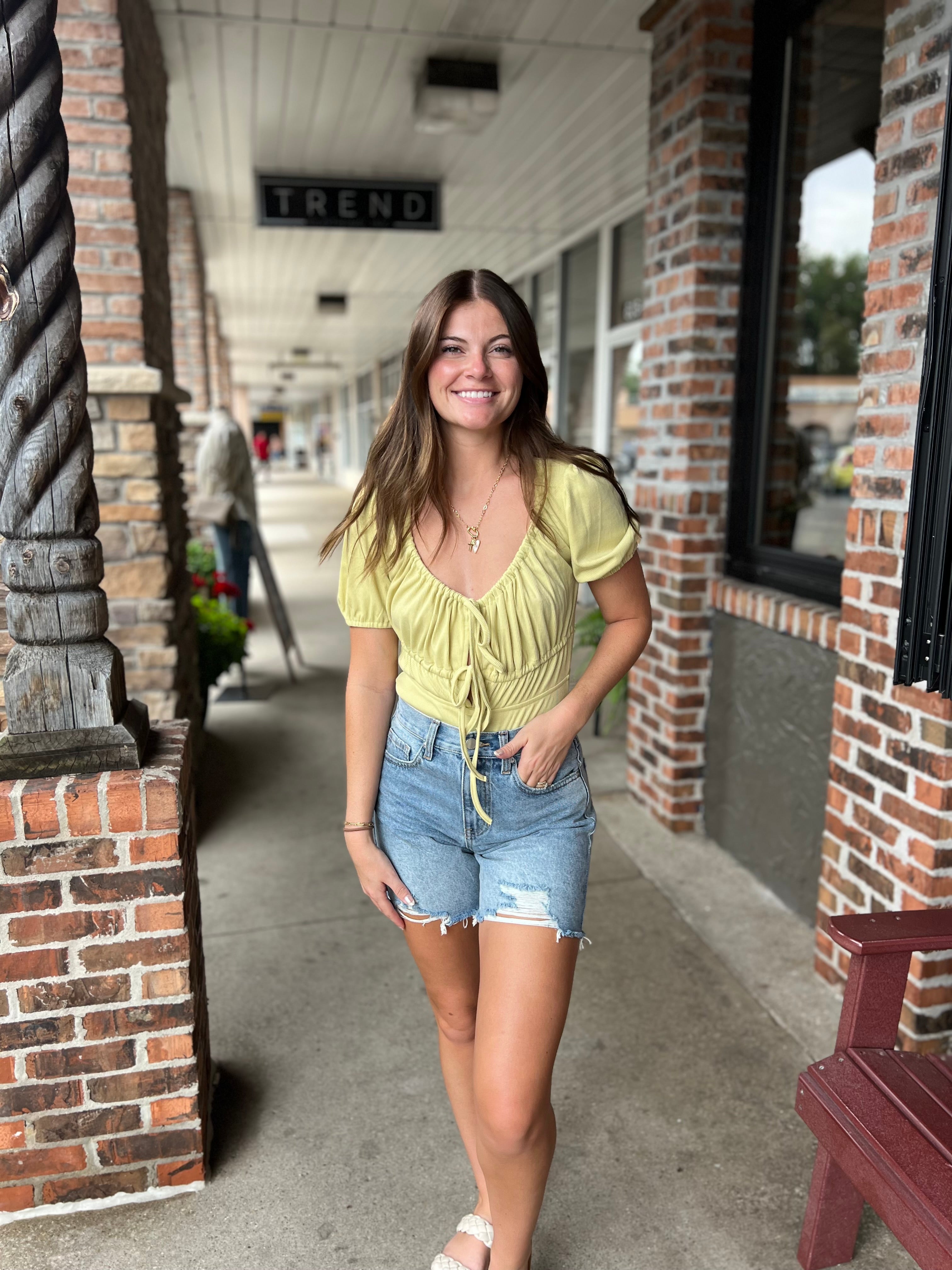 Lime Square Neck Bodysuit - FINAL SALE