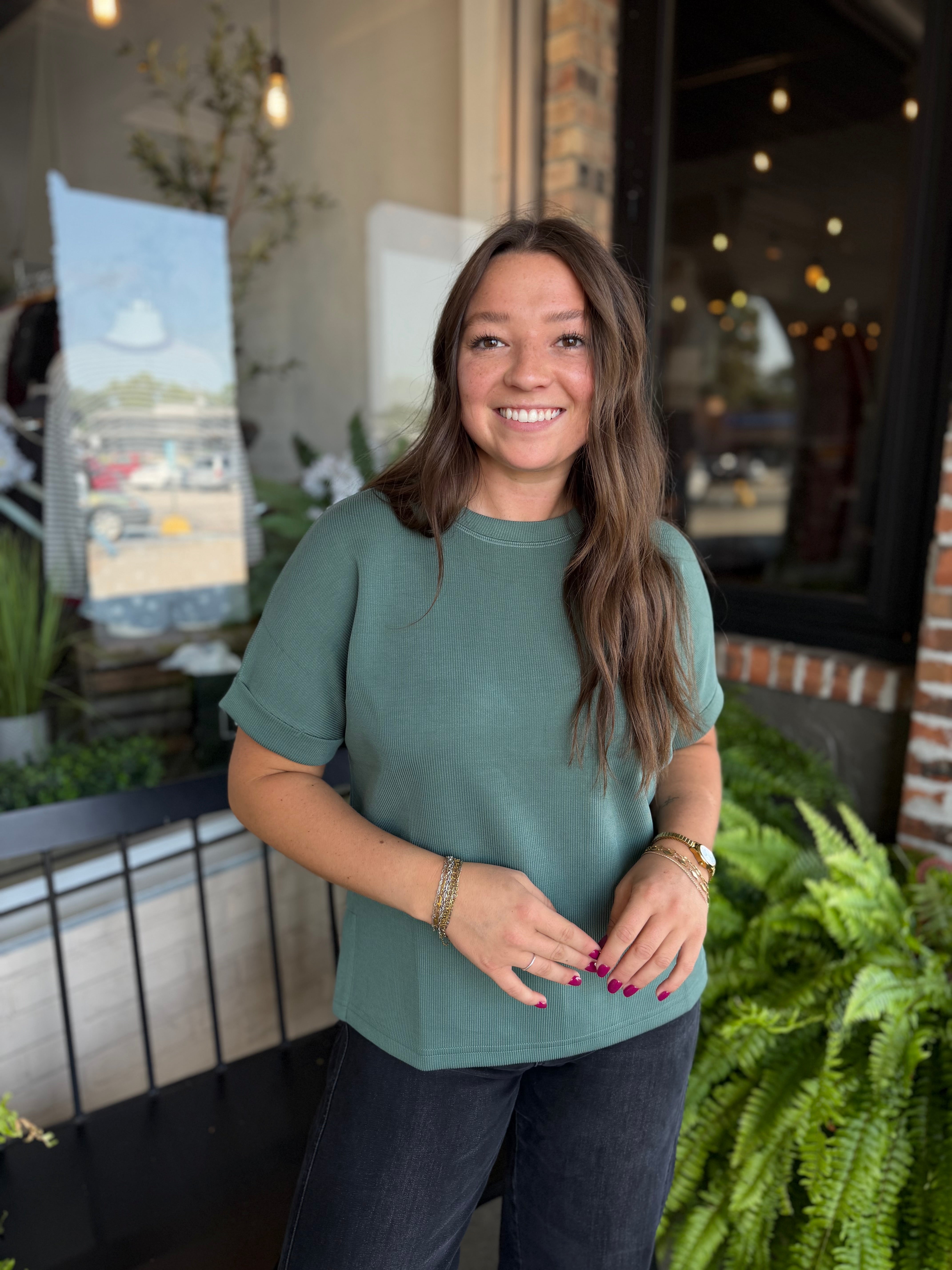 Green Sand Wash Rib Lounge Tee