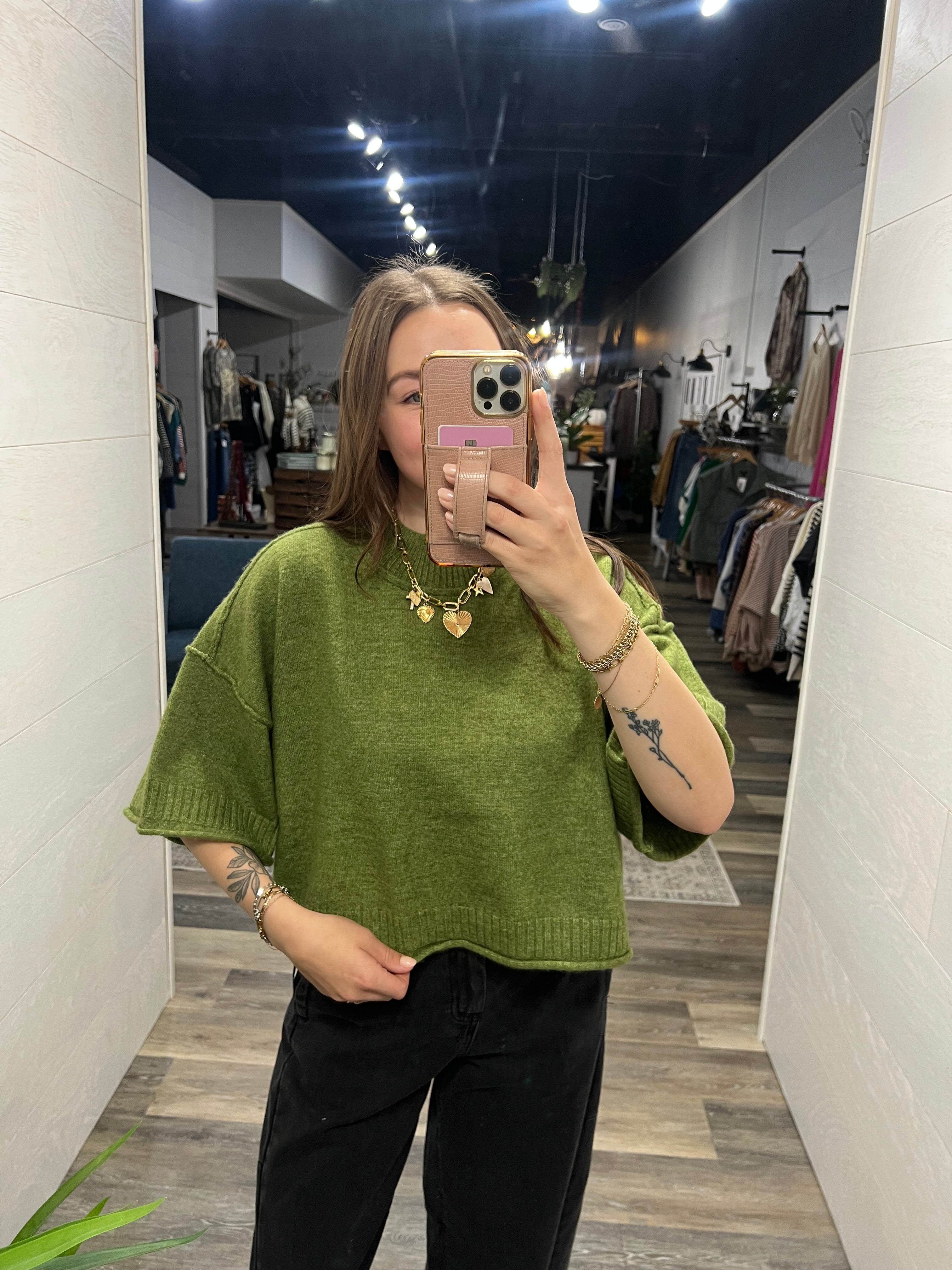 Green Marled Mock Neck Sweater - FINAL SALE