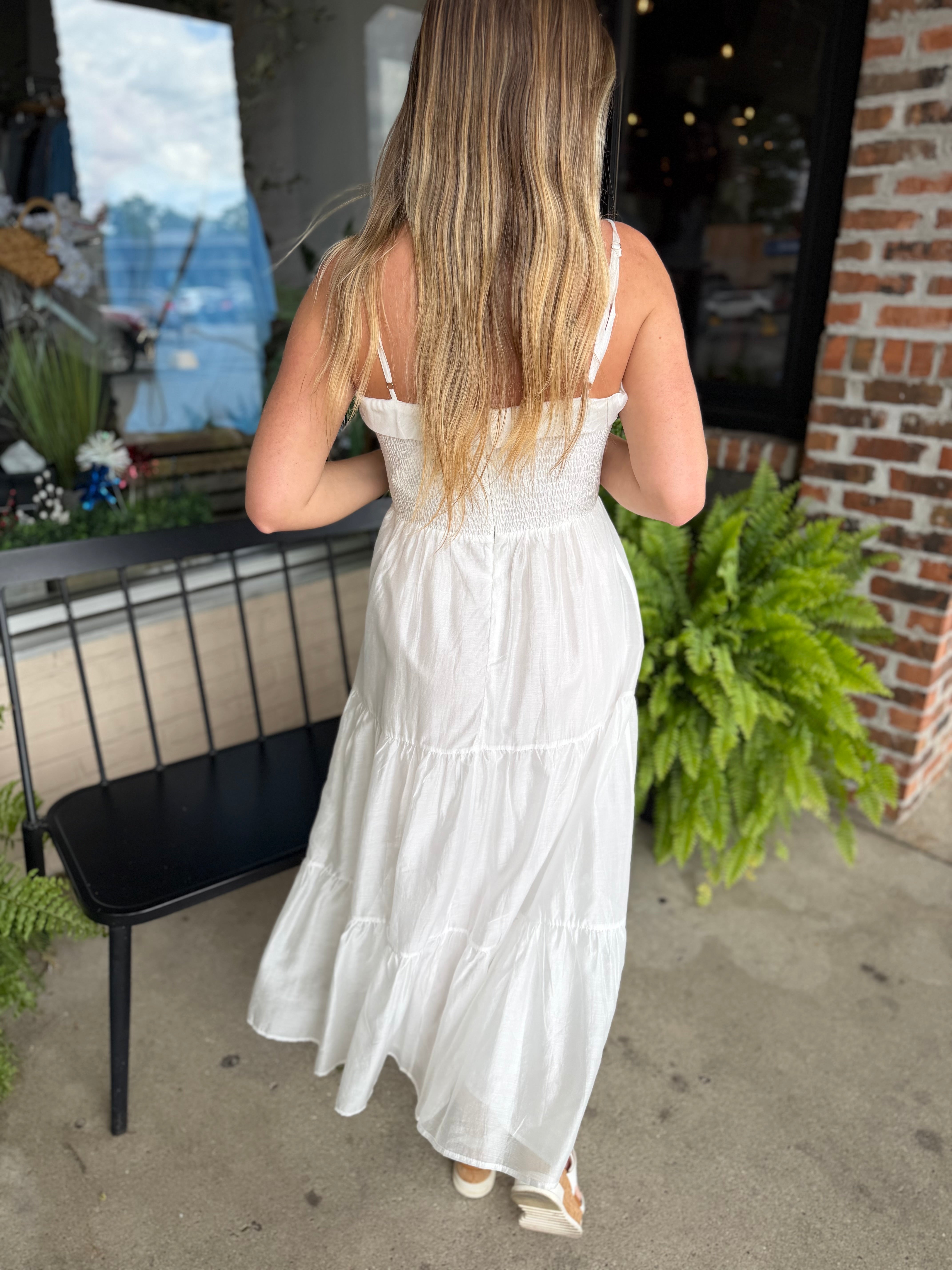 White Soft Tiered Maxi Dress