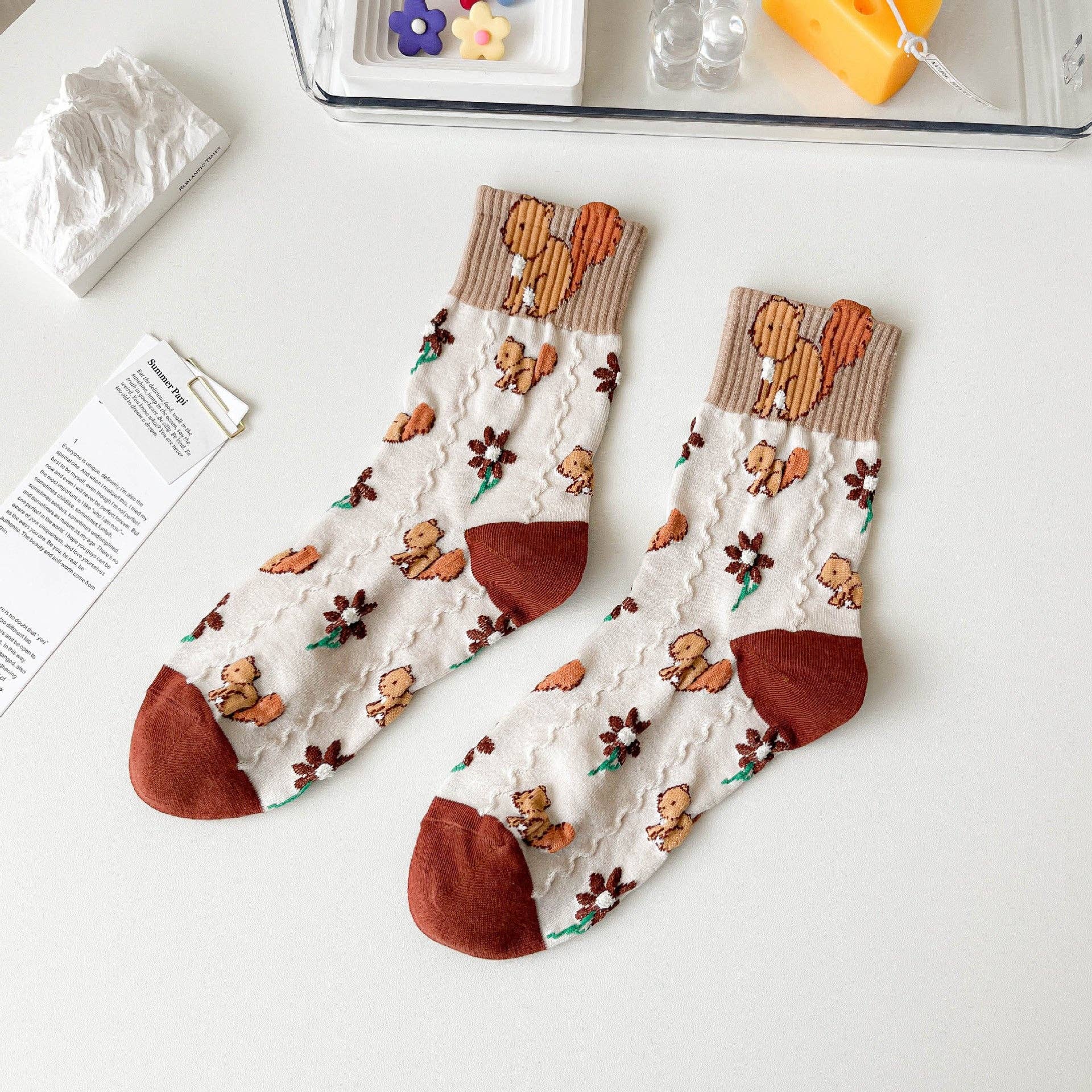 Brown Flower Sock