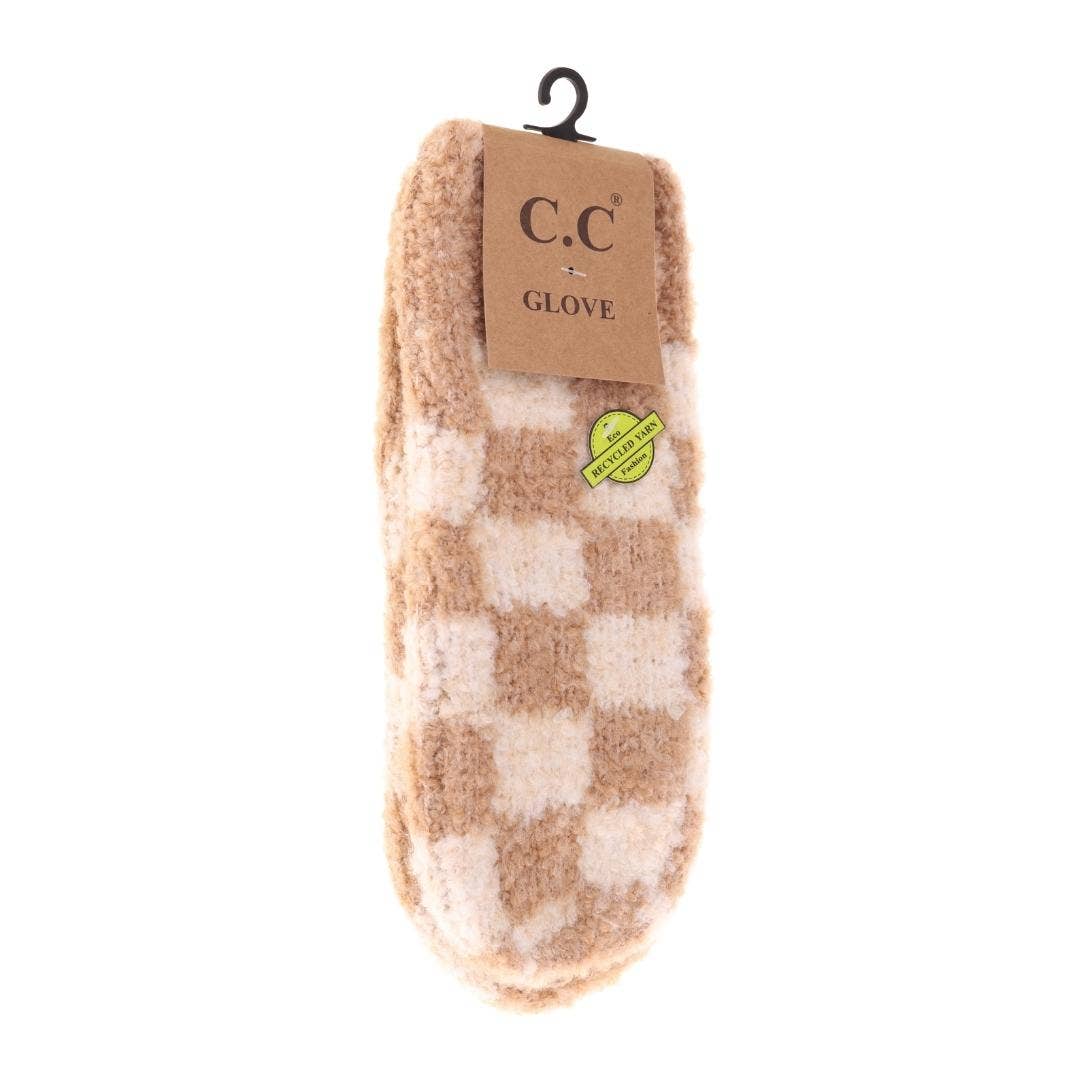 Camel Checker Pattern Mittens