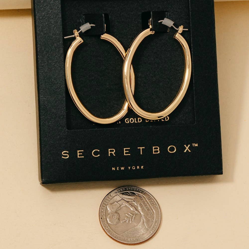 Silver Latch Oval Hoop Earrings