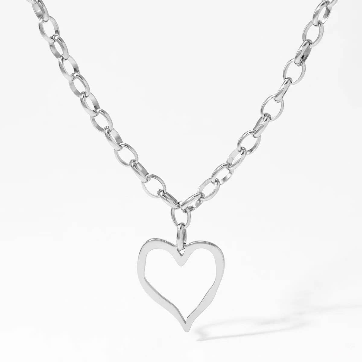 18K Silver Tarnish Free Heart Necklace