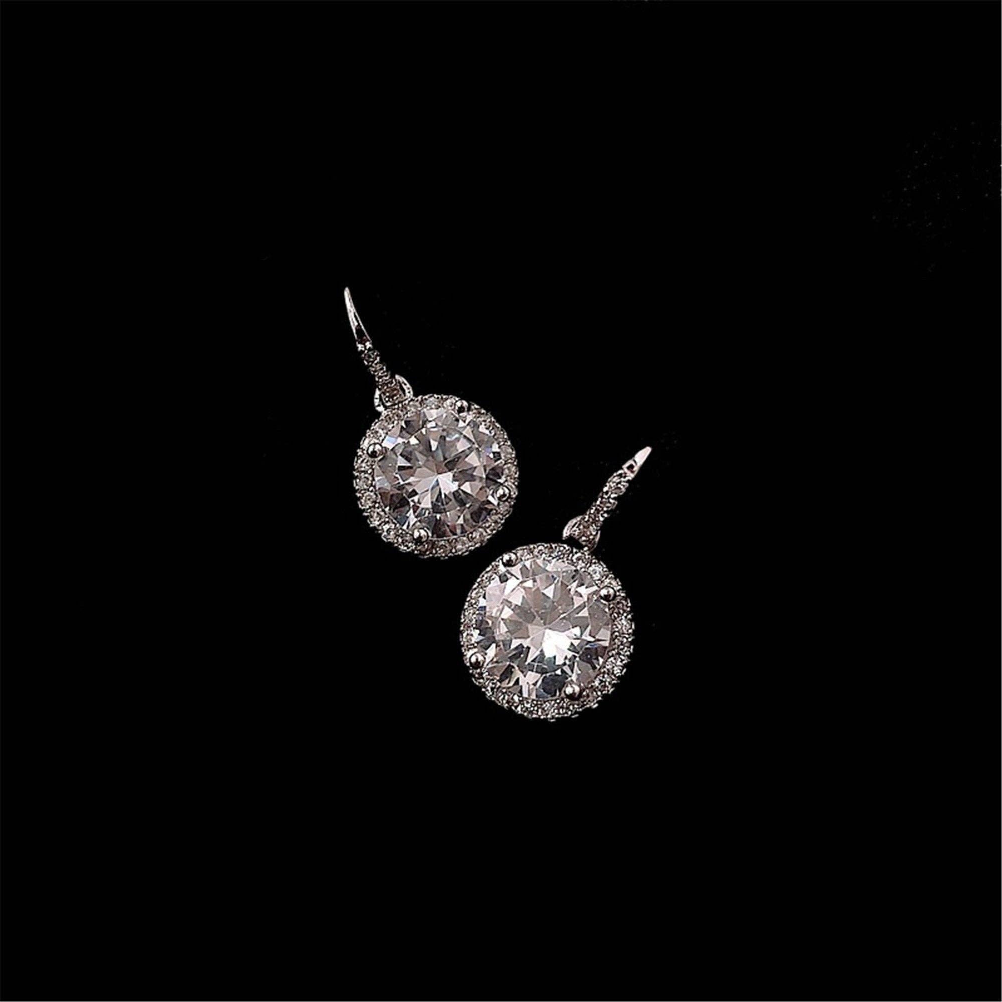 Silver Halo Dangle Earrings