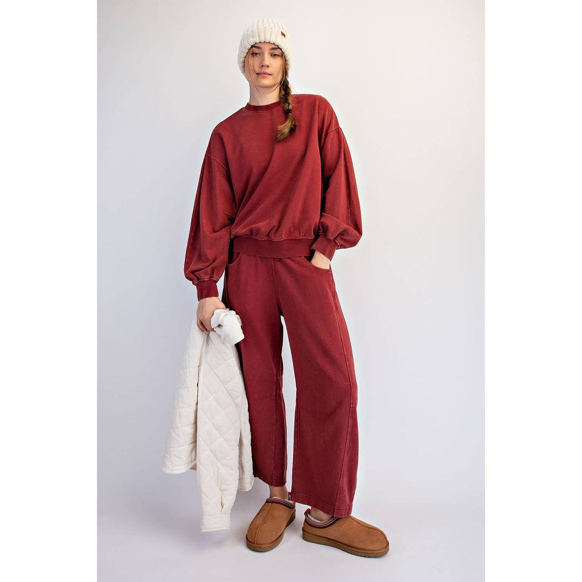 Crimson Mineral Washed Pullover