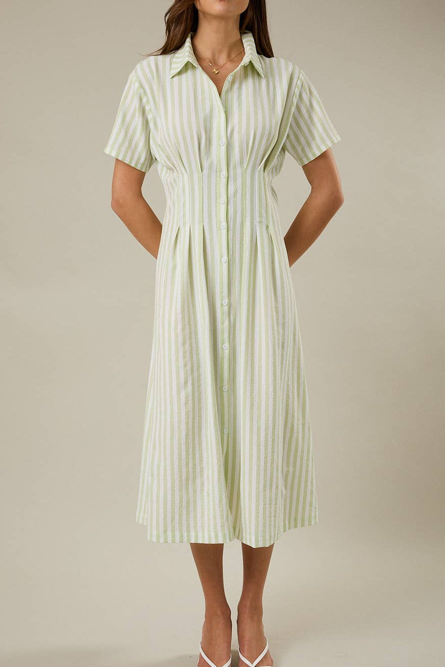 Sage Button Down Shirt Dress