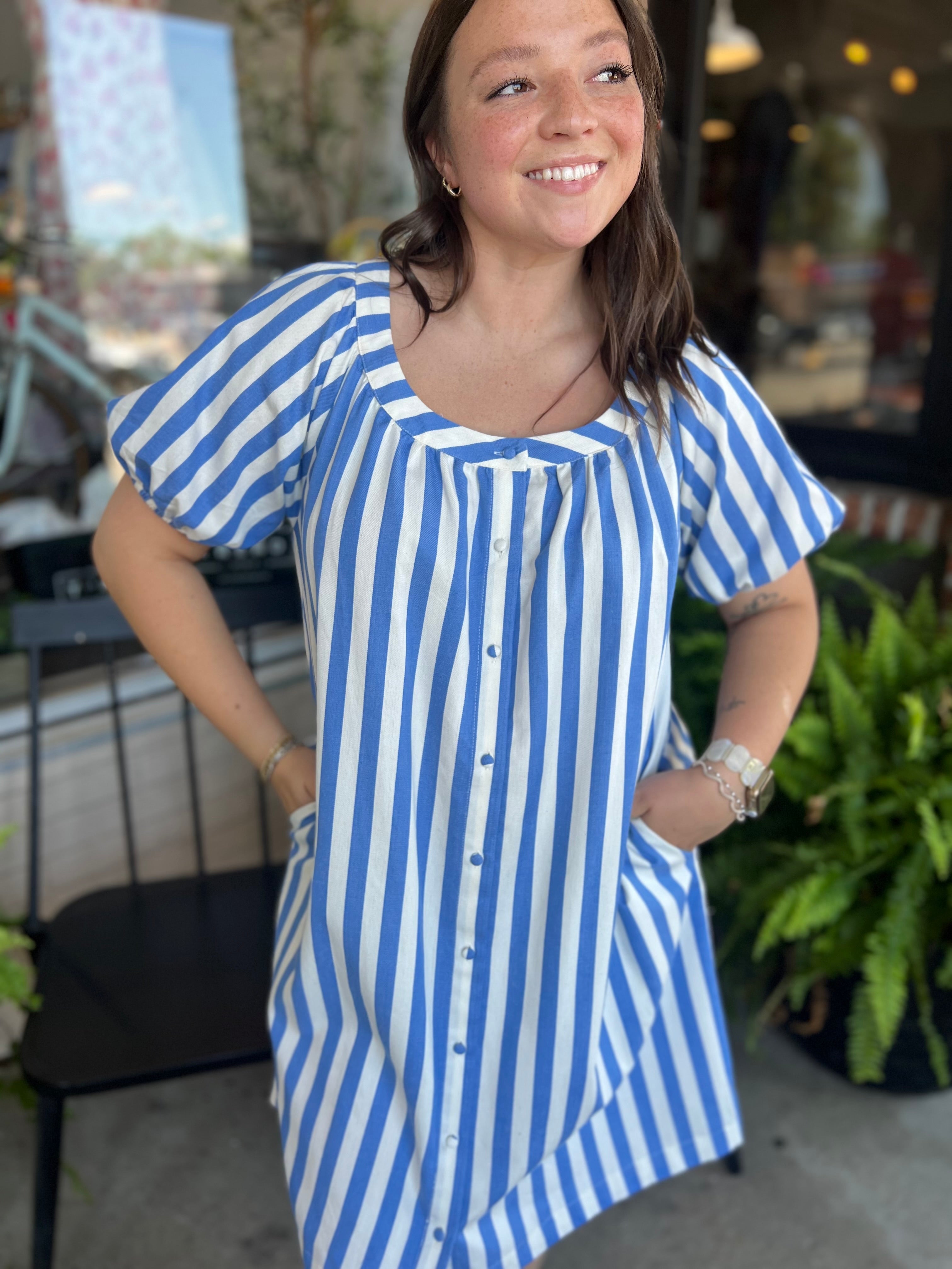 Blue Stripe Mini Dress