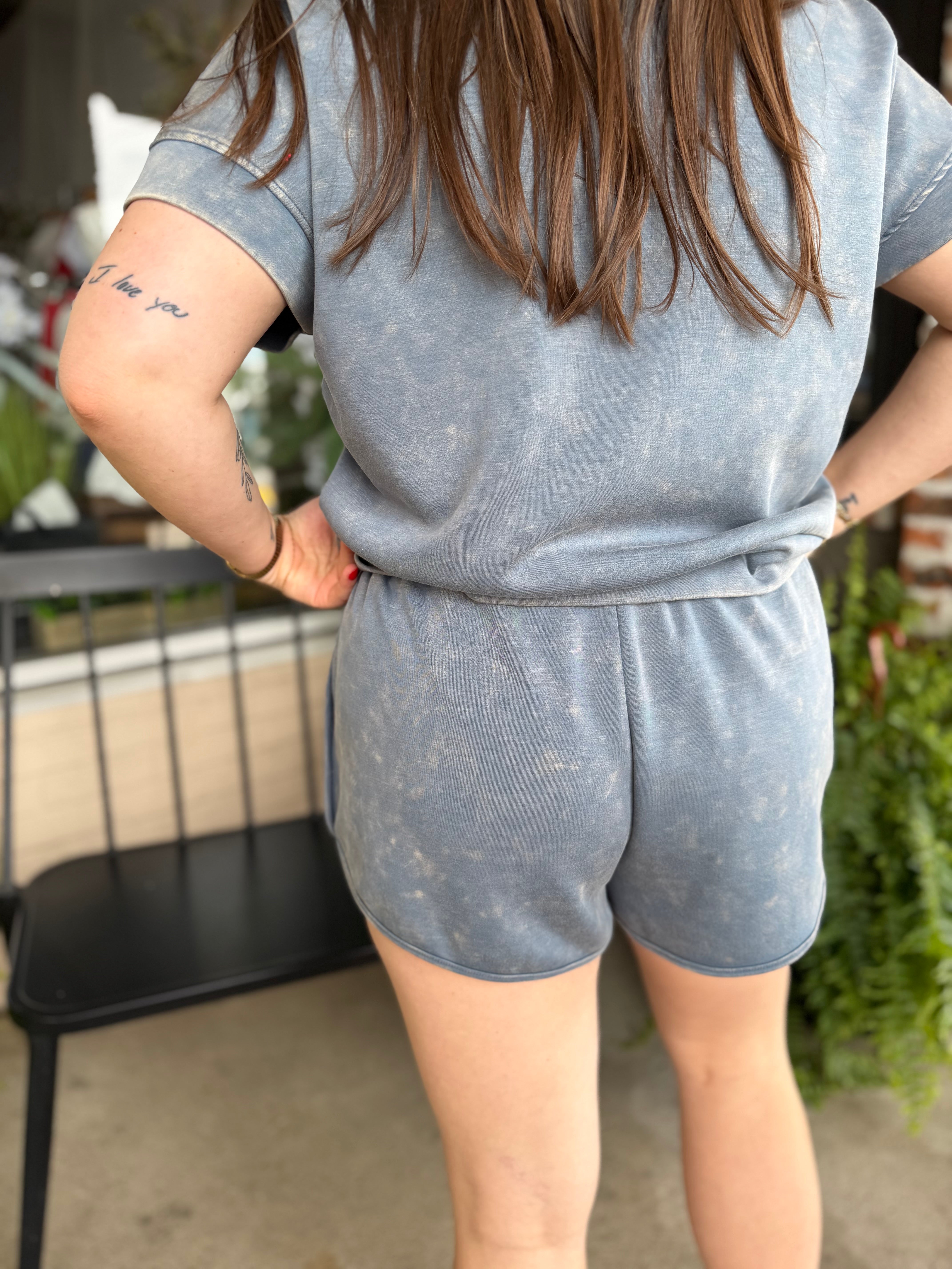 Blue Mineral Washed Shorts