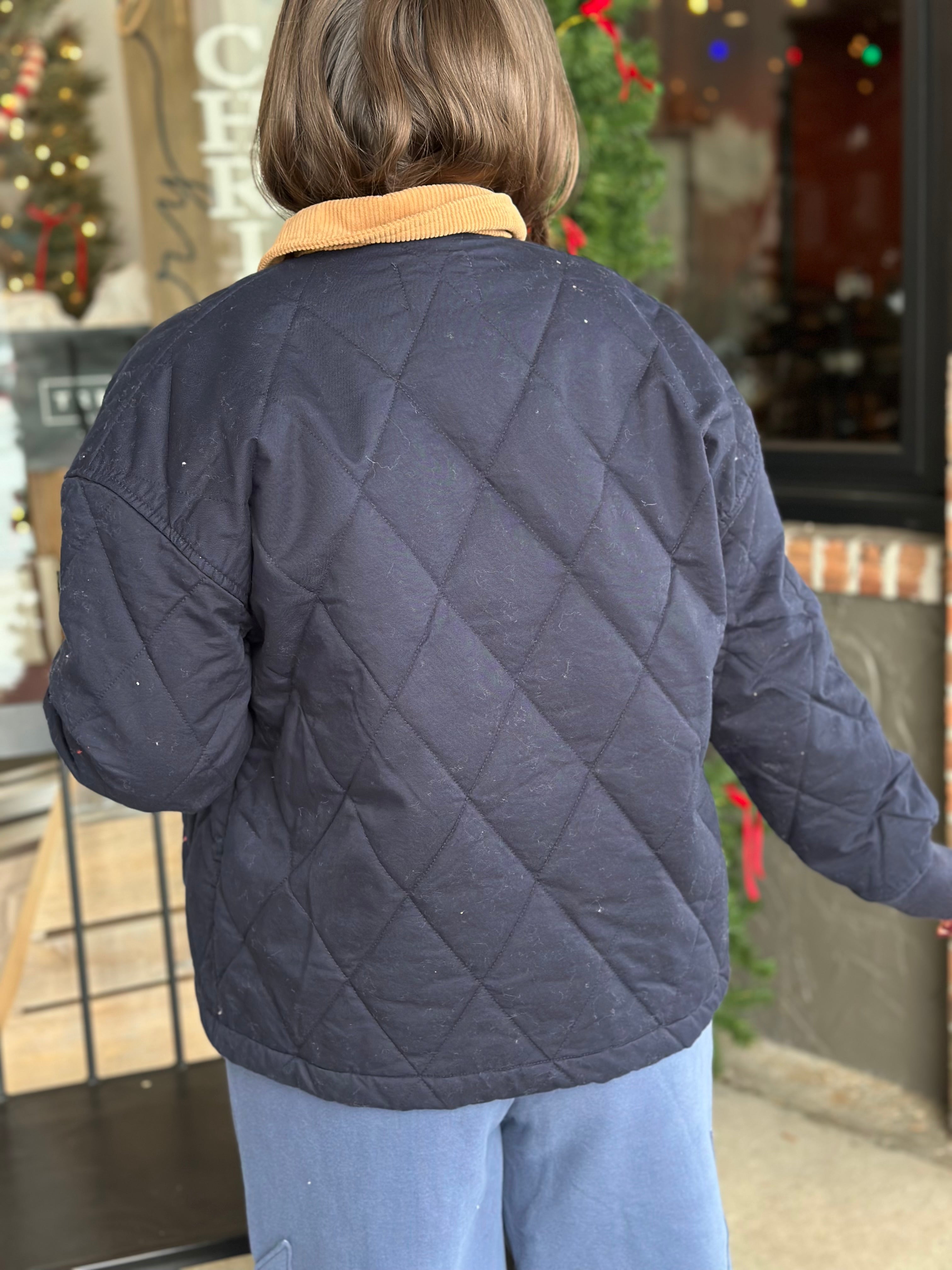 Navy Corduroy Zip Up Jacket - FINAL SALE