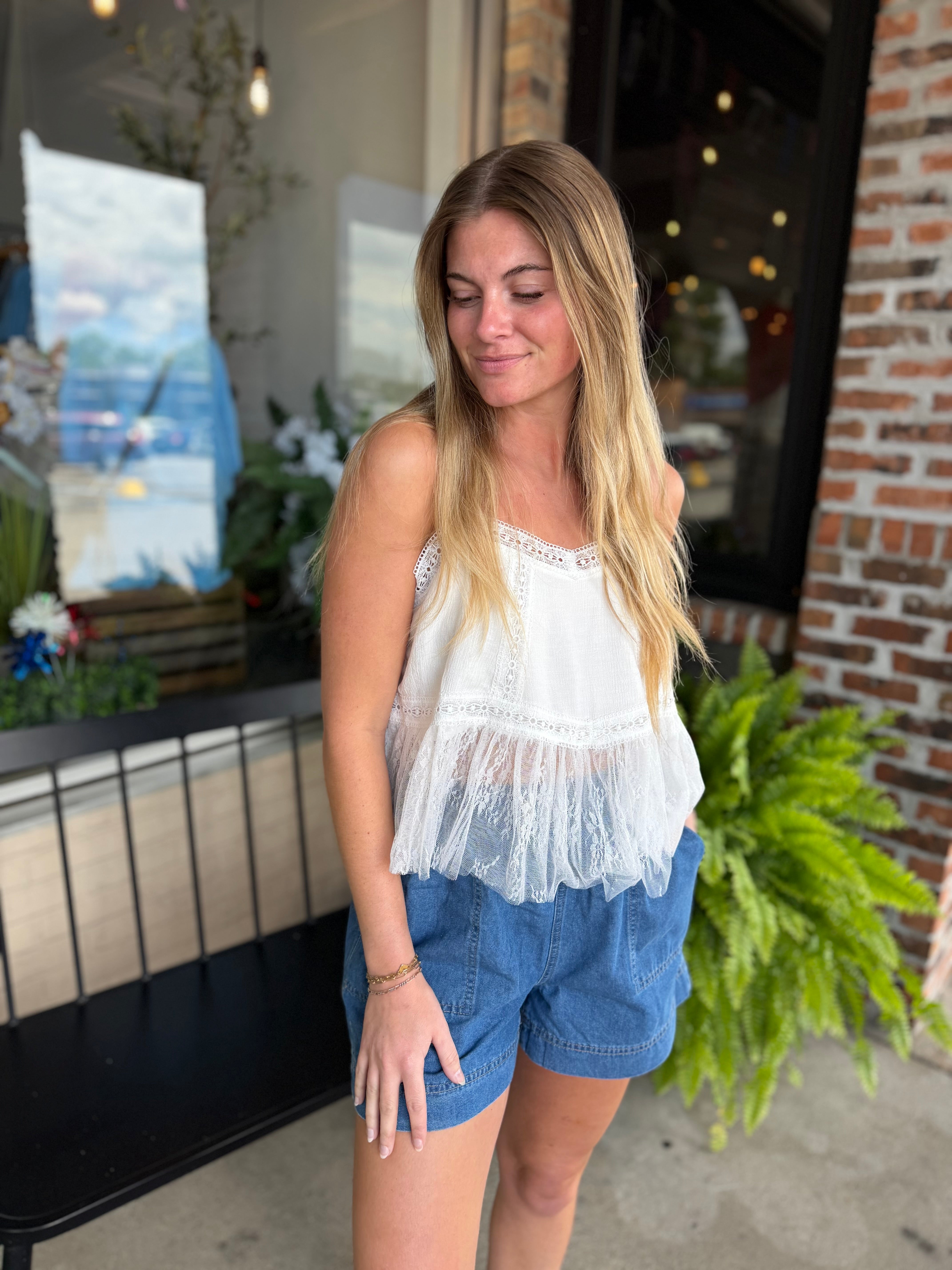 White Lace Cami Top