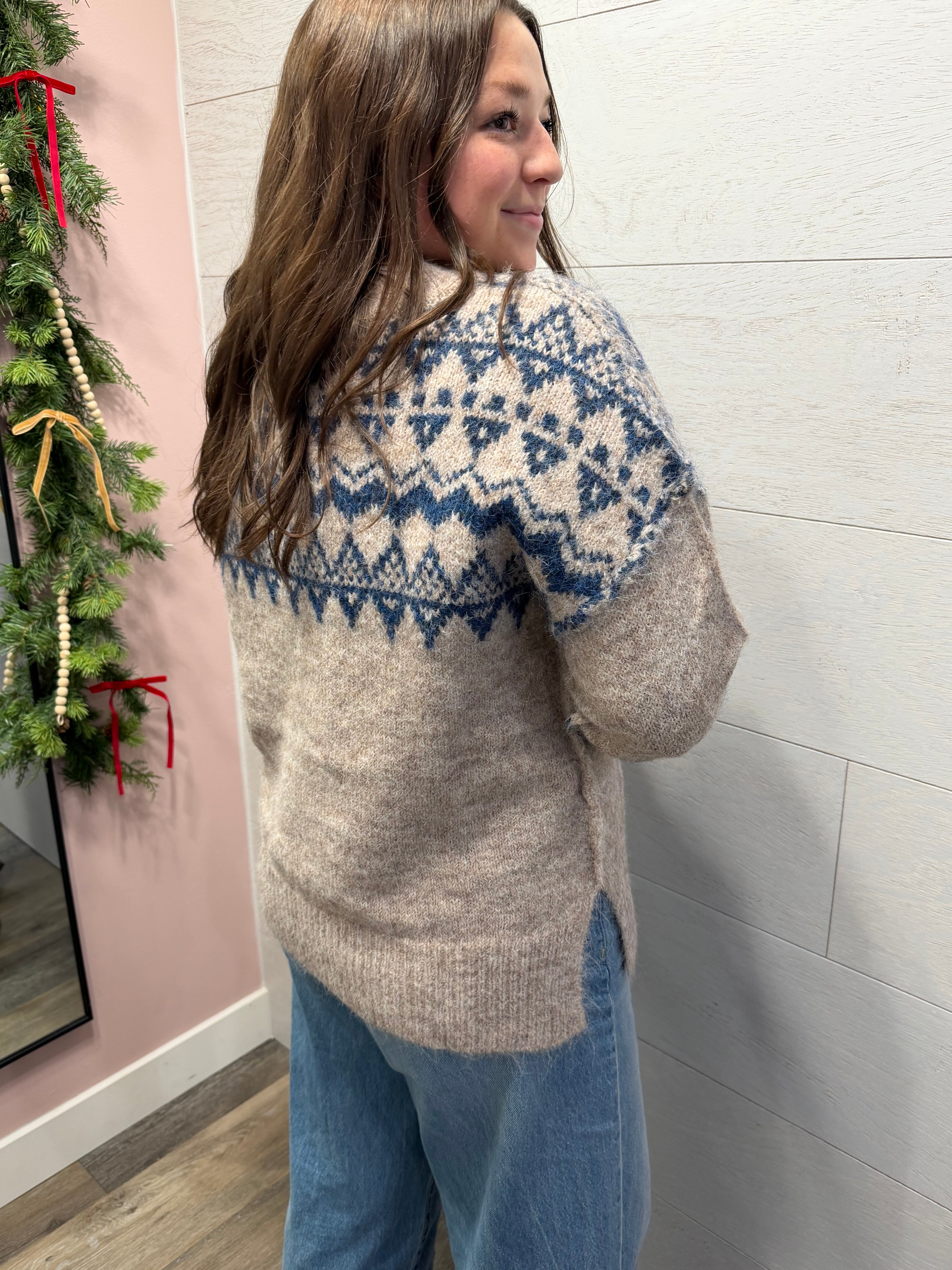 Blue Detailed Knitted Sweater - FINAL SALE