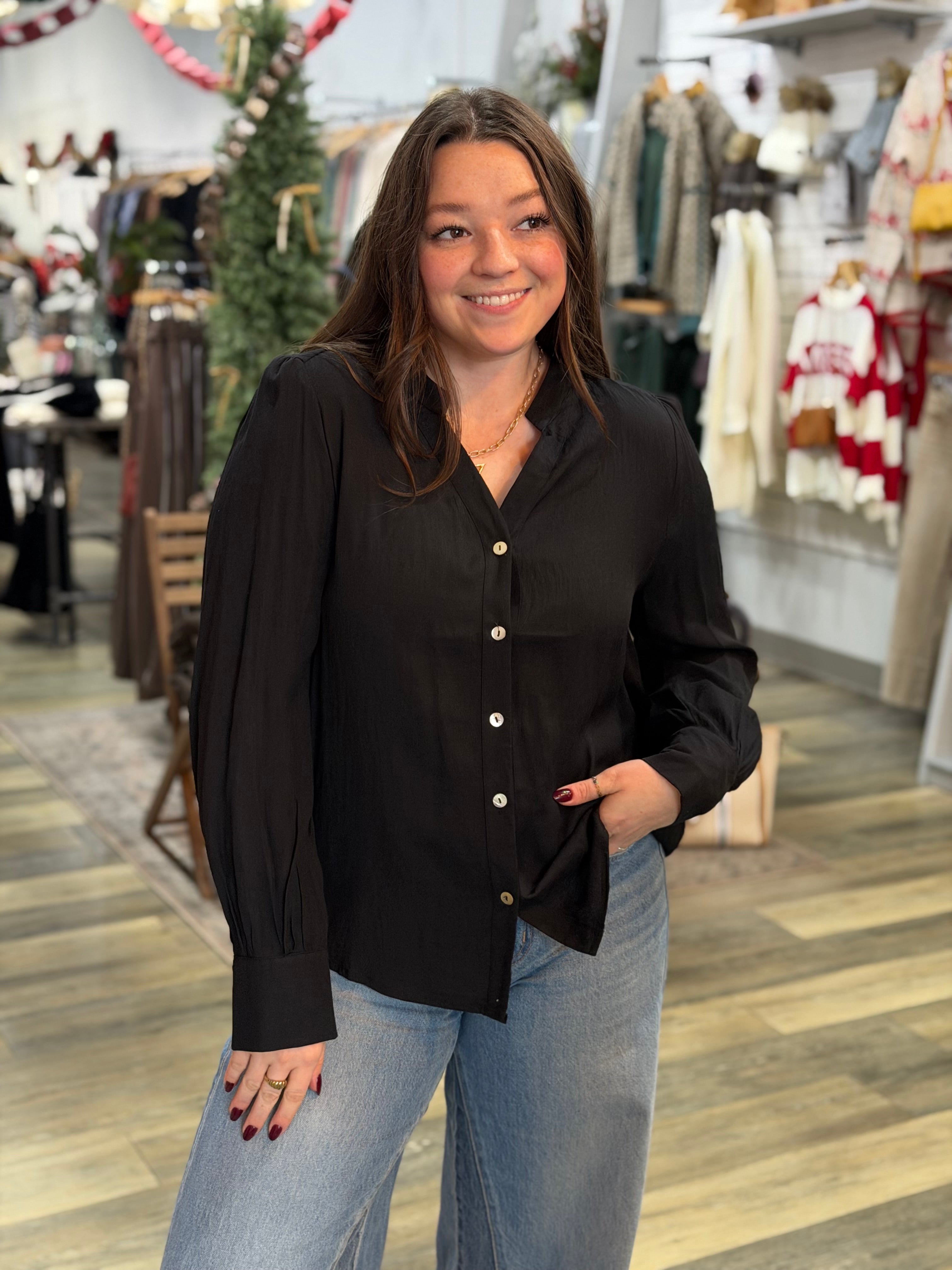 Black V Neck Blouse