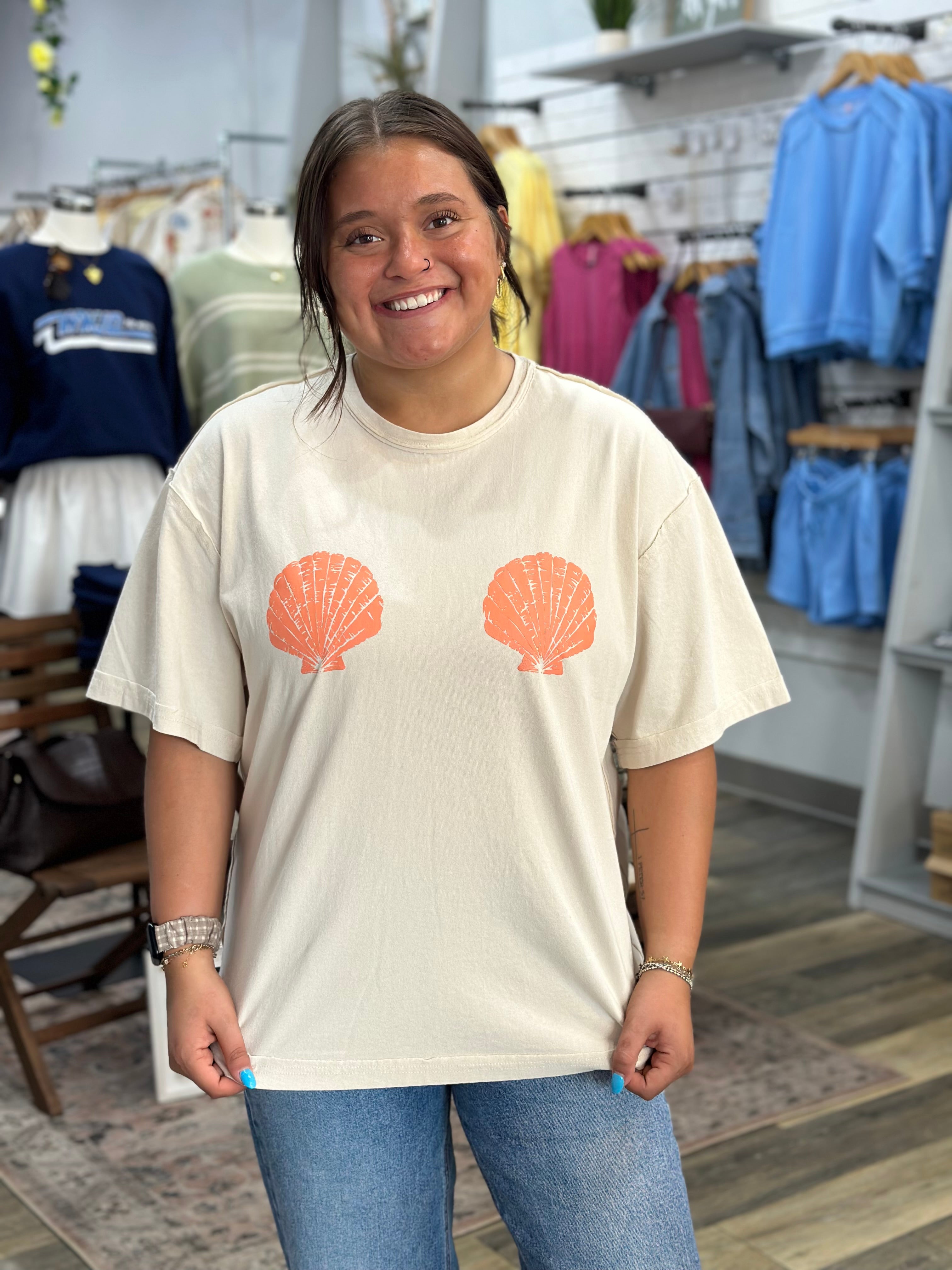 Shell Print Oversized Graphic