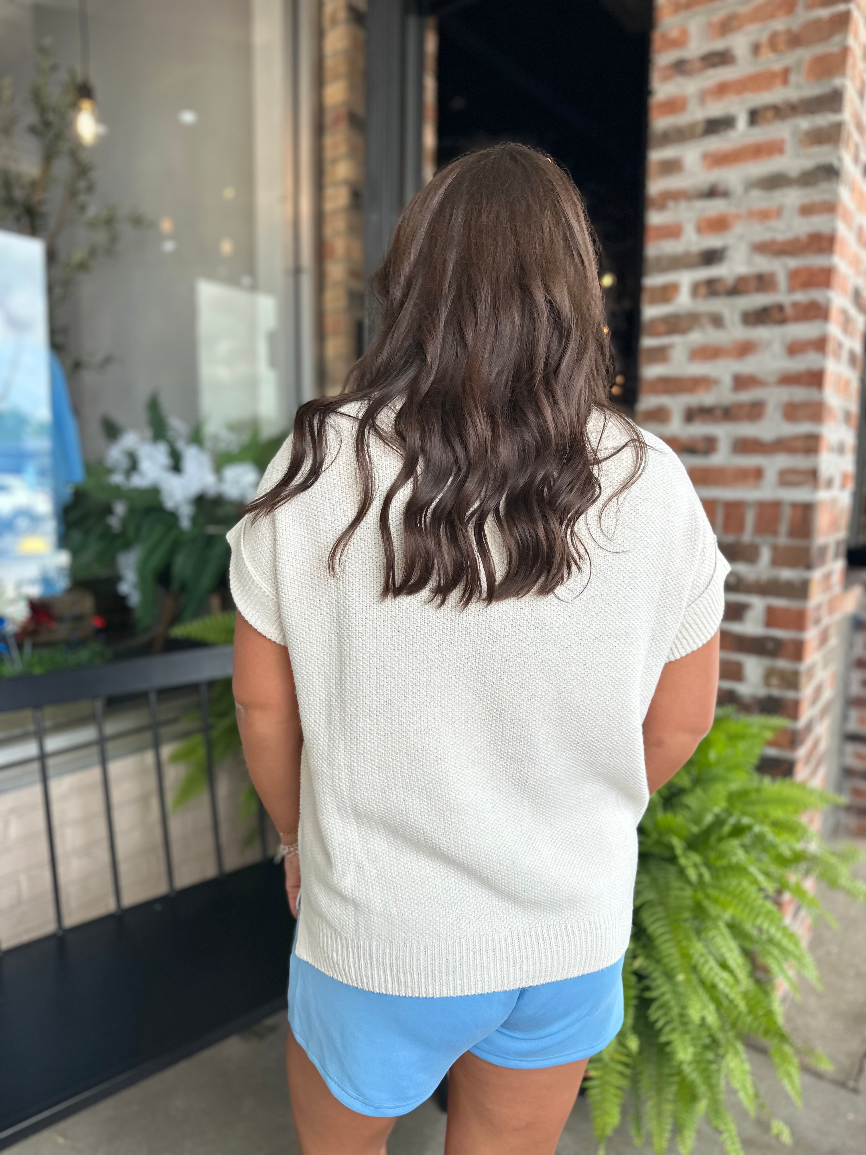 Ivory Flag Knit Top