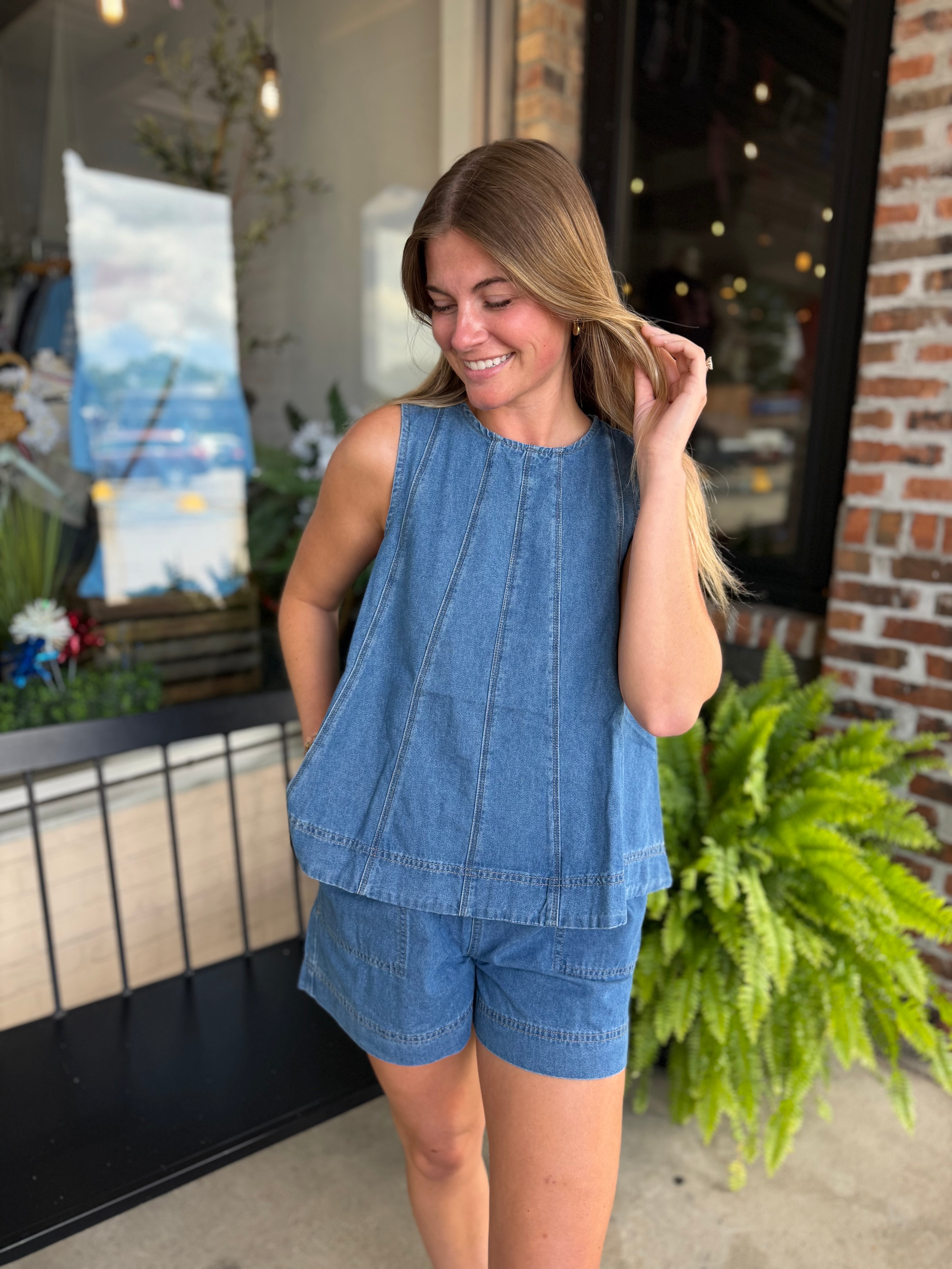 Denim Sleeveless Top