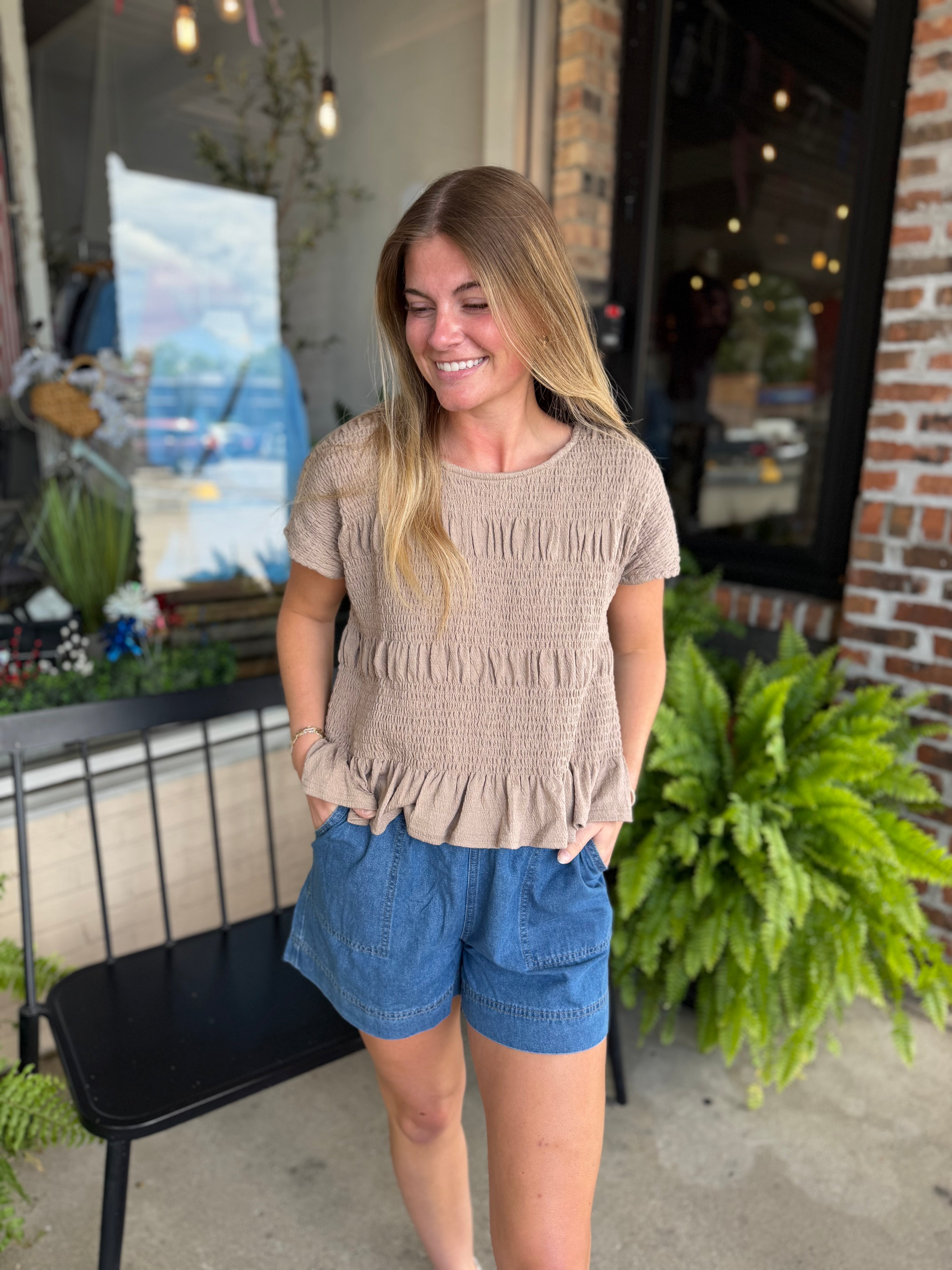 Mocha Short Sleeve Knit Top