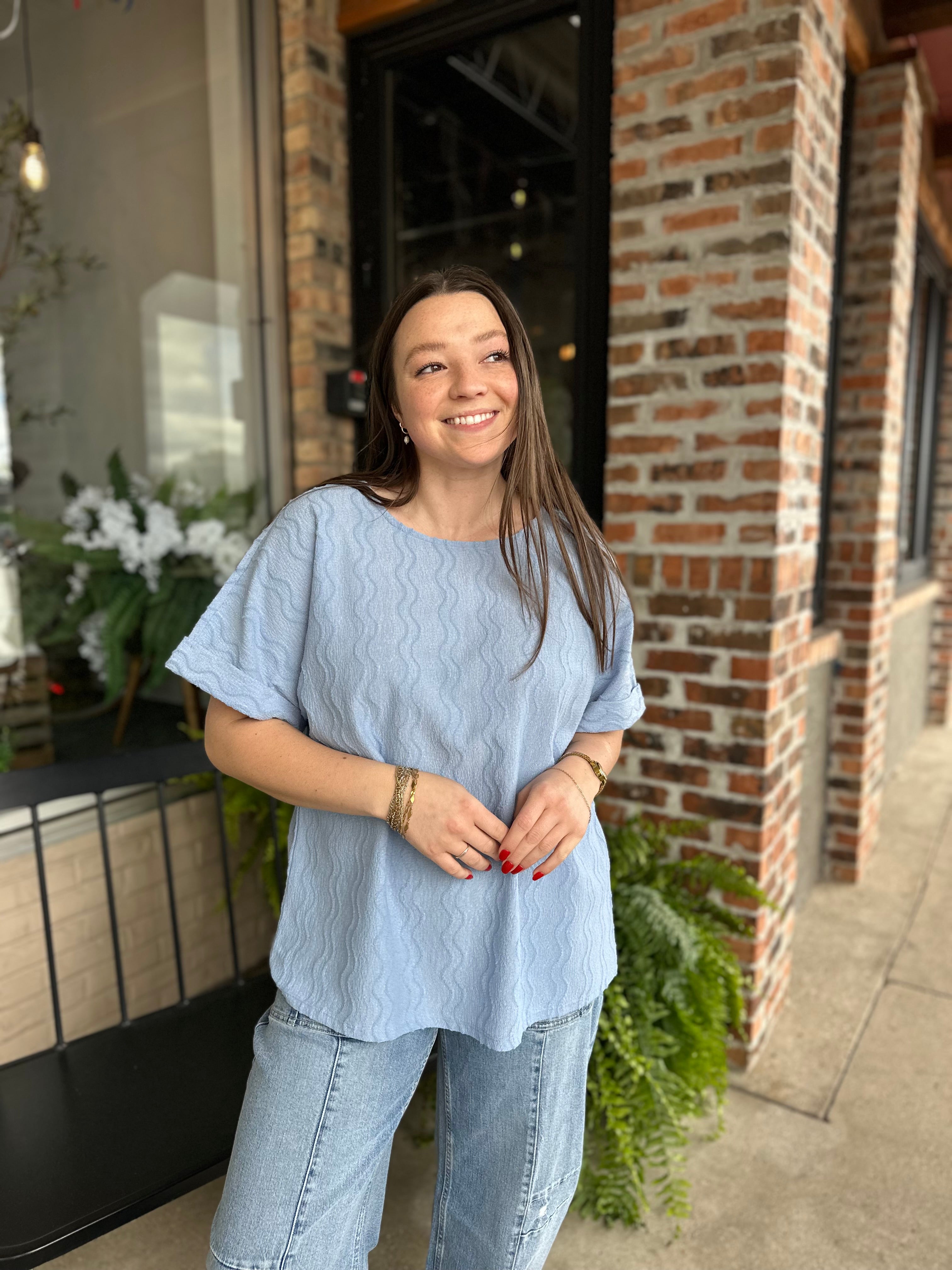 Blue Wavy Top