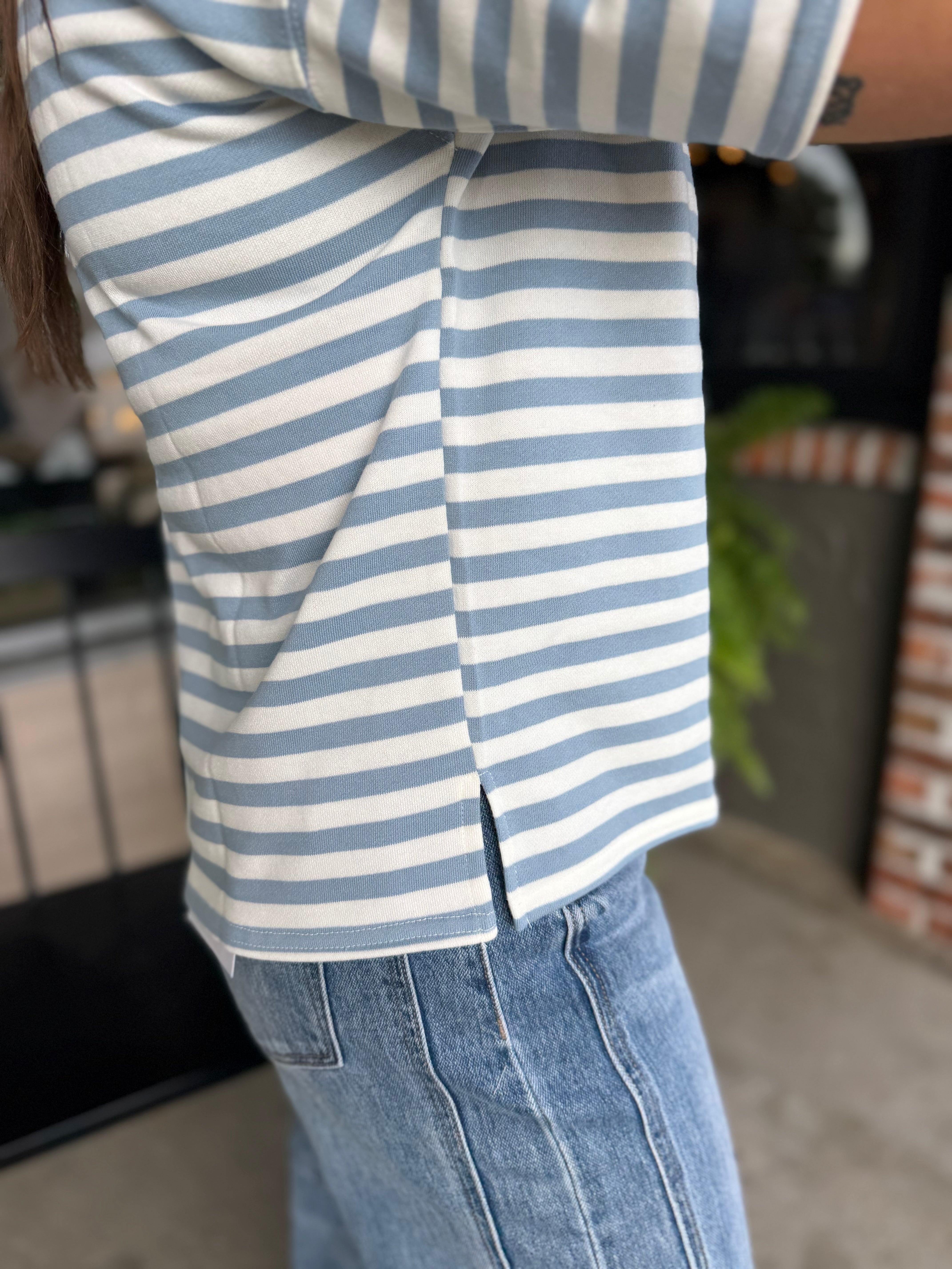 Blue Stripe Colorblock Top