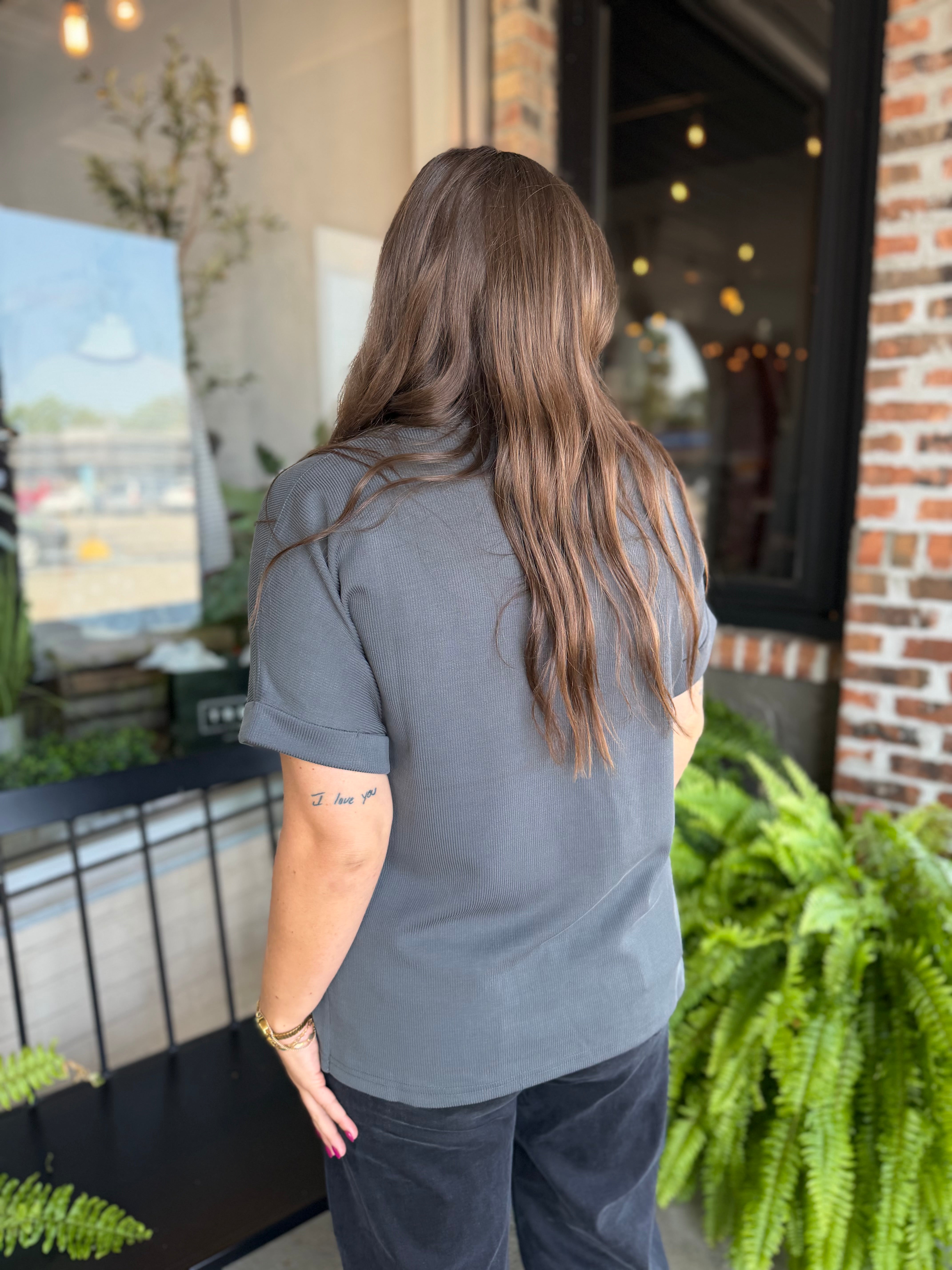 Grey Sand Wash Rib Lounge Tee