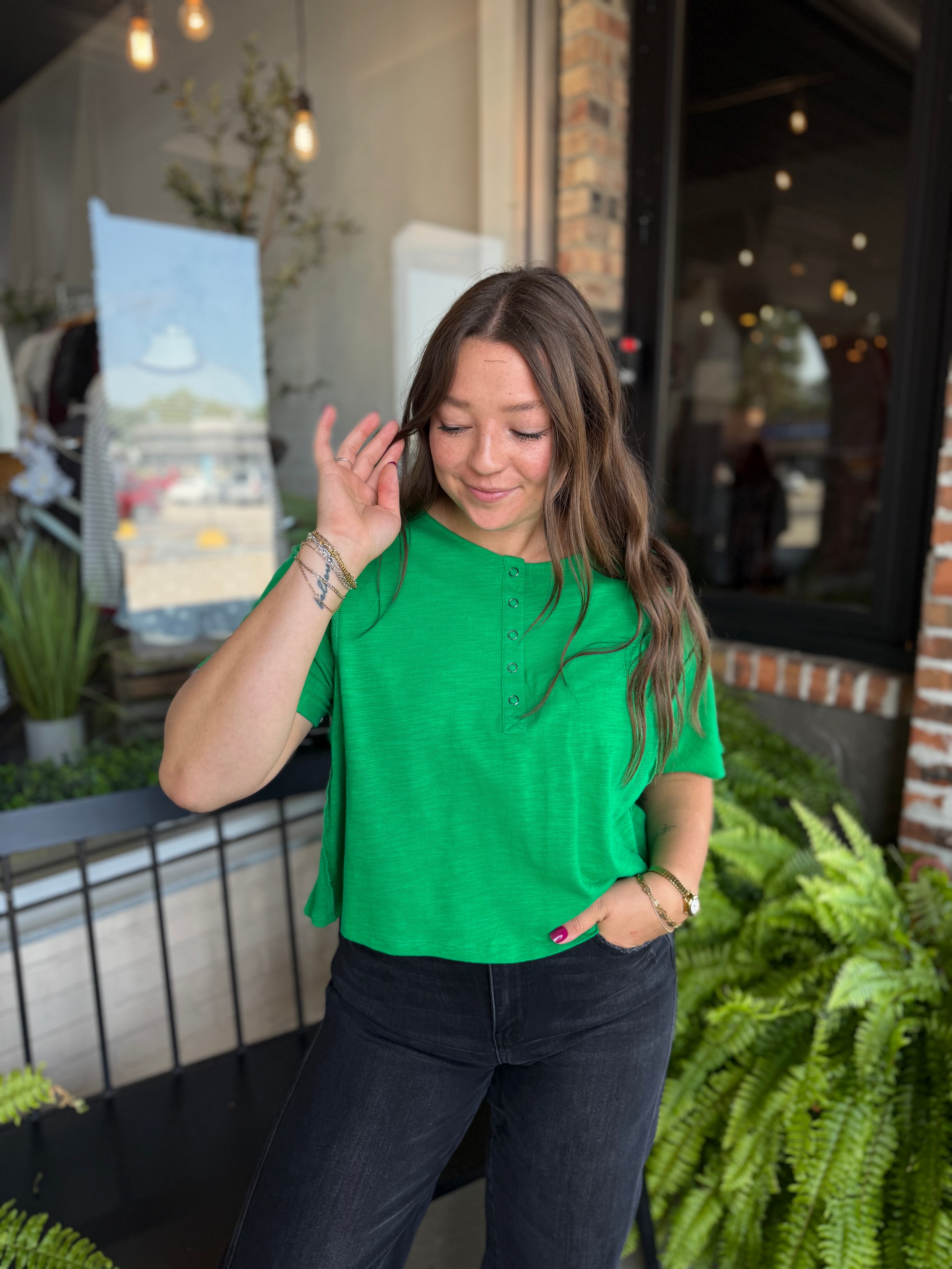 Kelly Green Mineral Wash Top