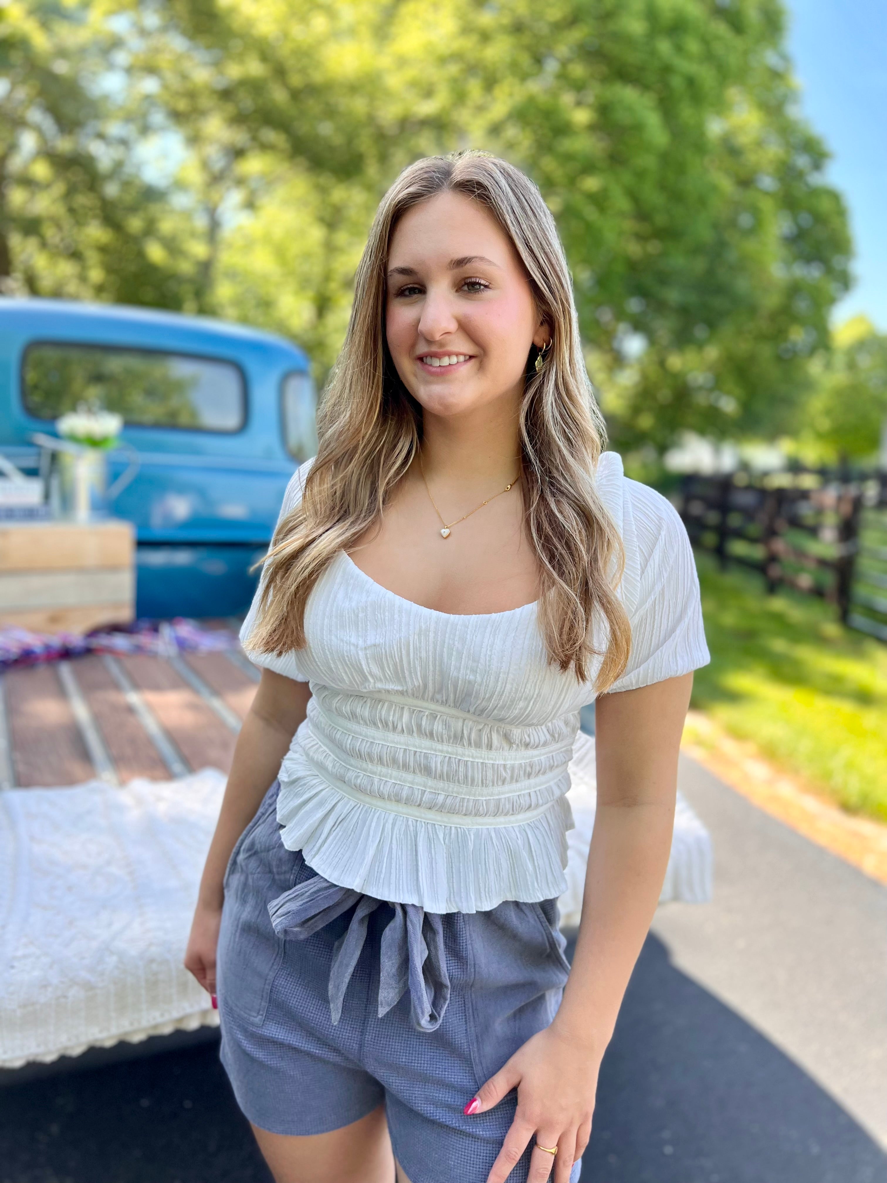 White Textured Woven Top - FINAL SALE