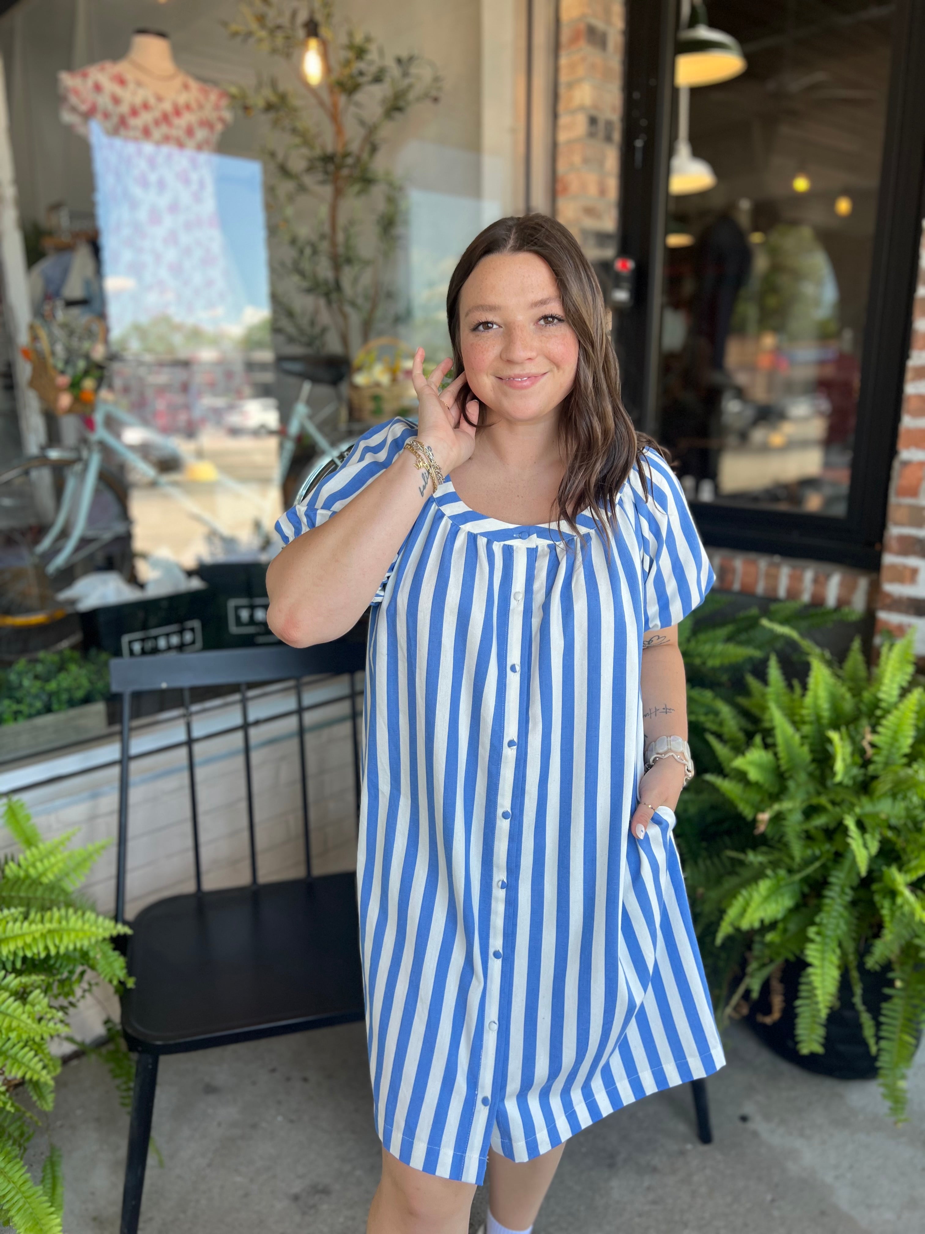 Blue Stripe Mini Dress