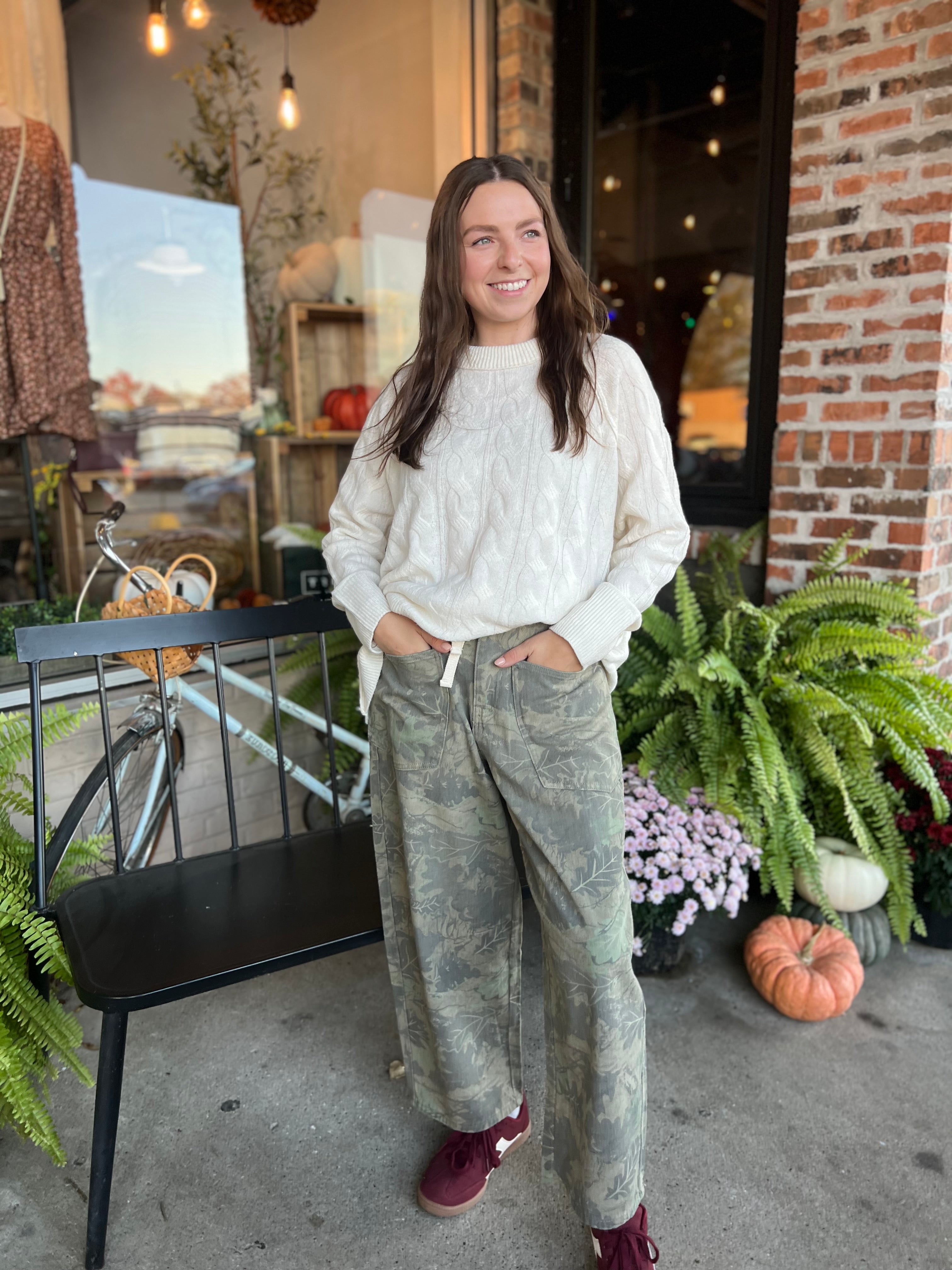 Camo Printed Barrel Pants