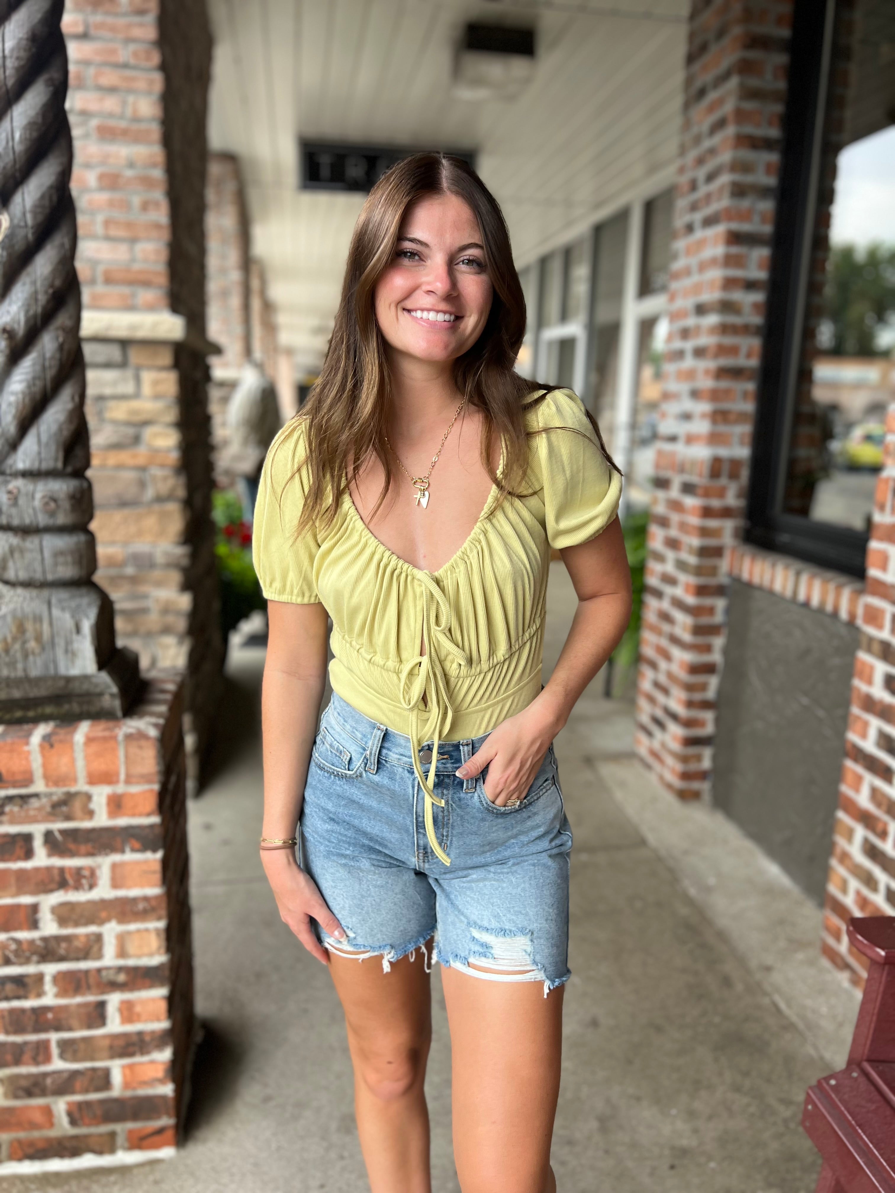 Lime Square Neck Bodysuit - FINAL SALE