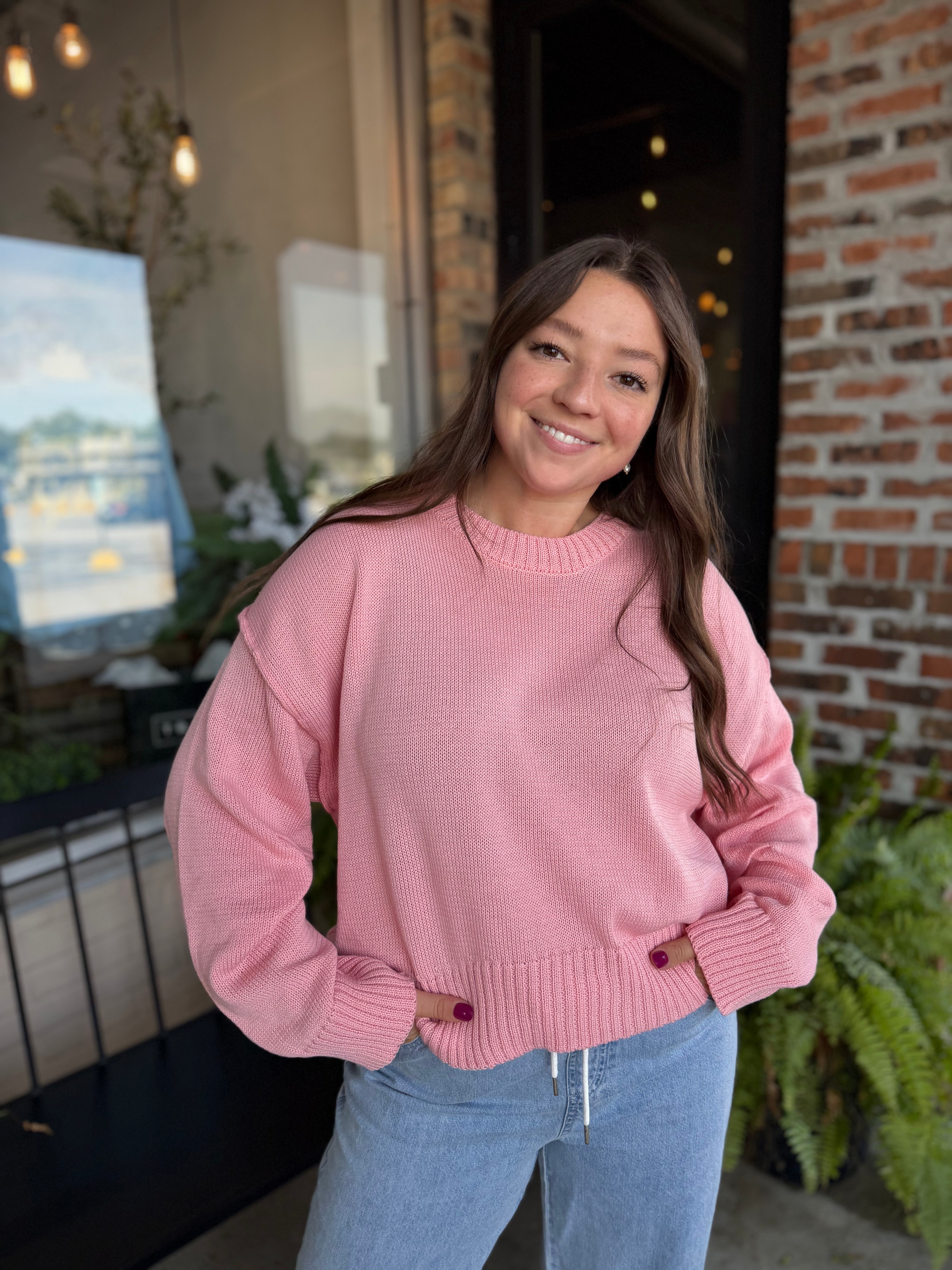 Pink Pleat Detail Sweater