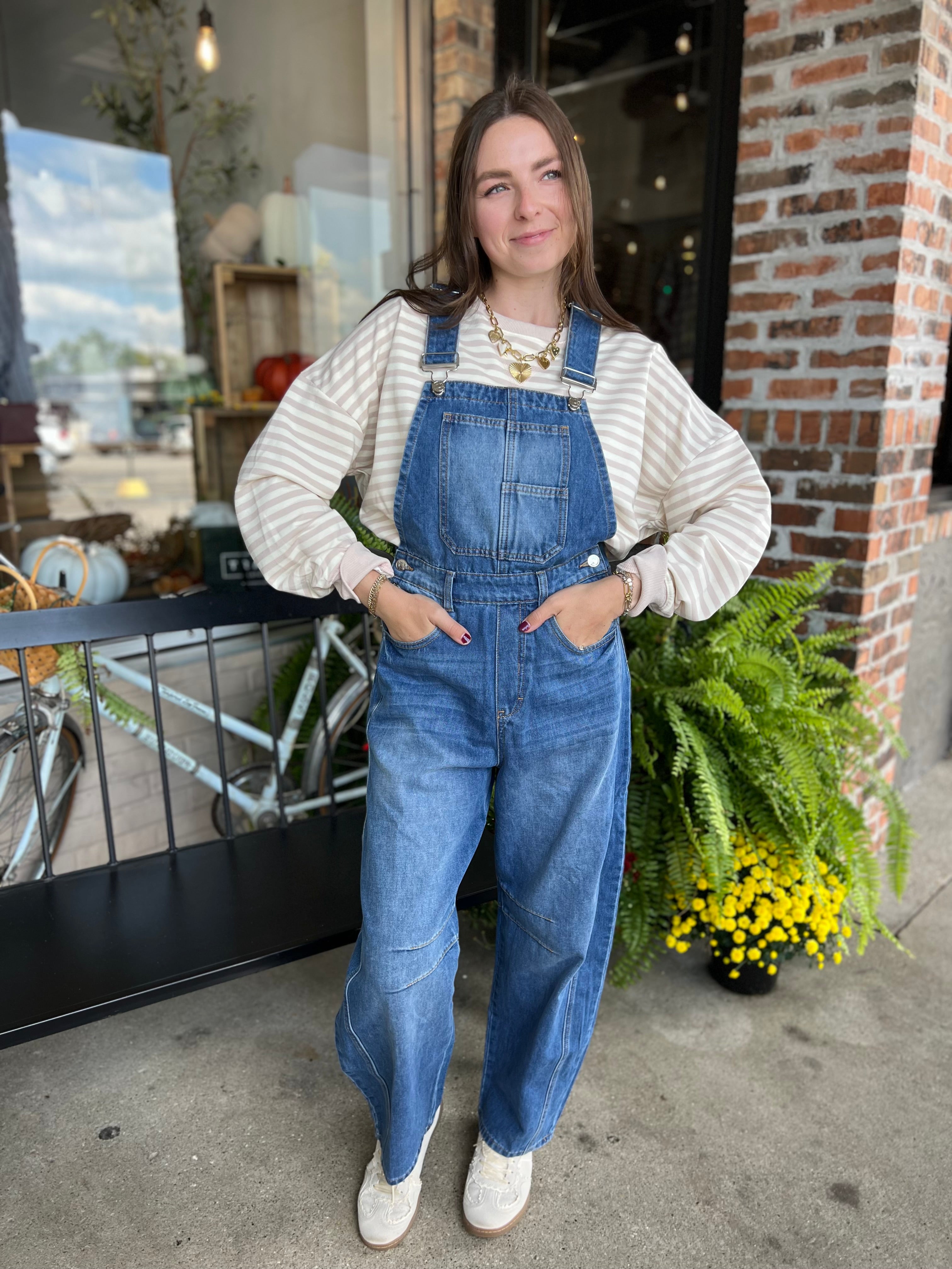 DENIM BARREL OVERALLS