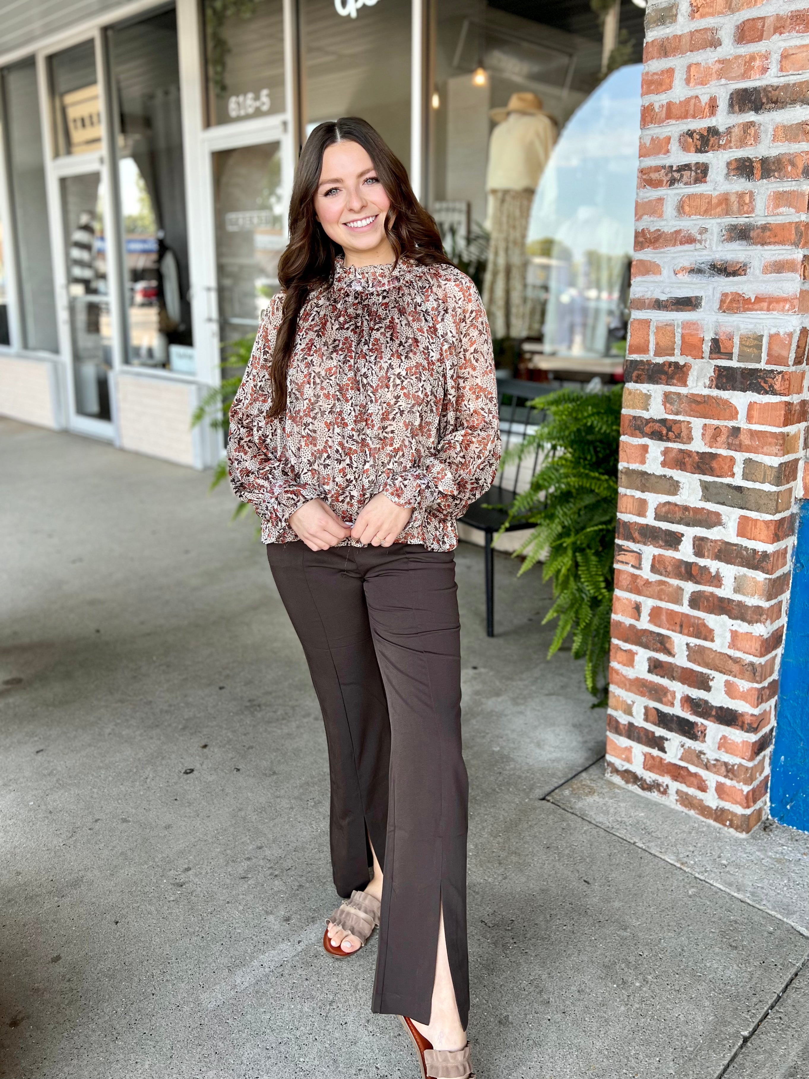 Brown Front Slit Pants - FINAL SALE