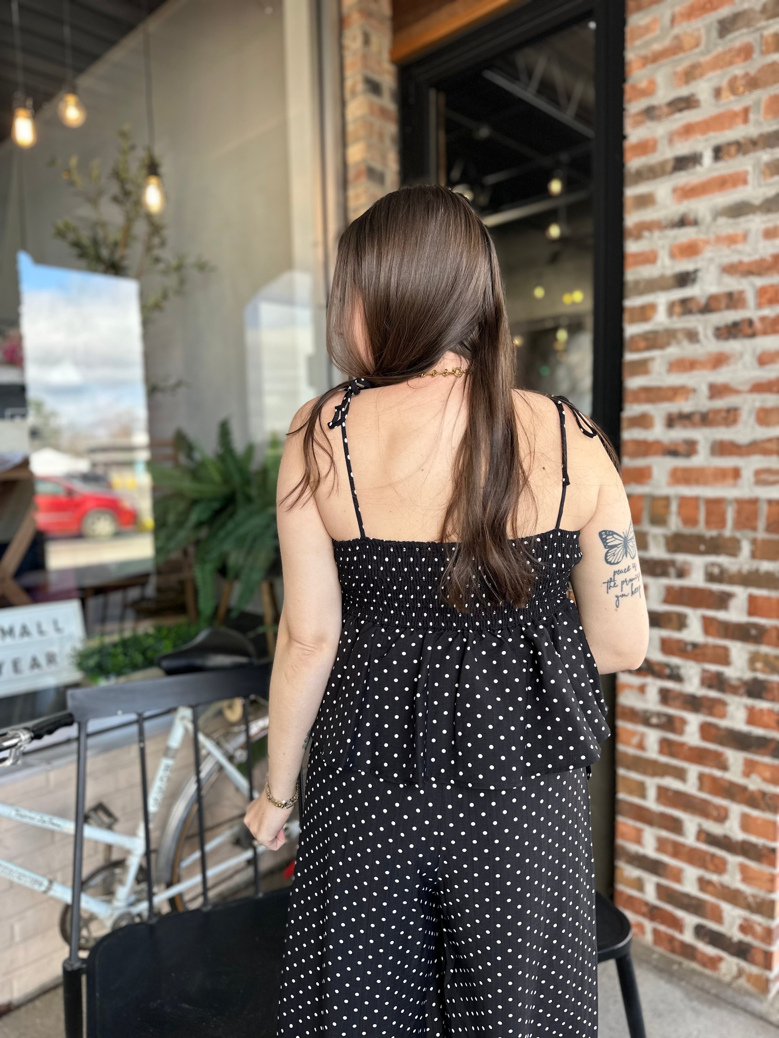 Black Dot Peplum Tank