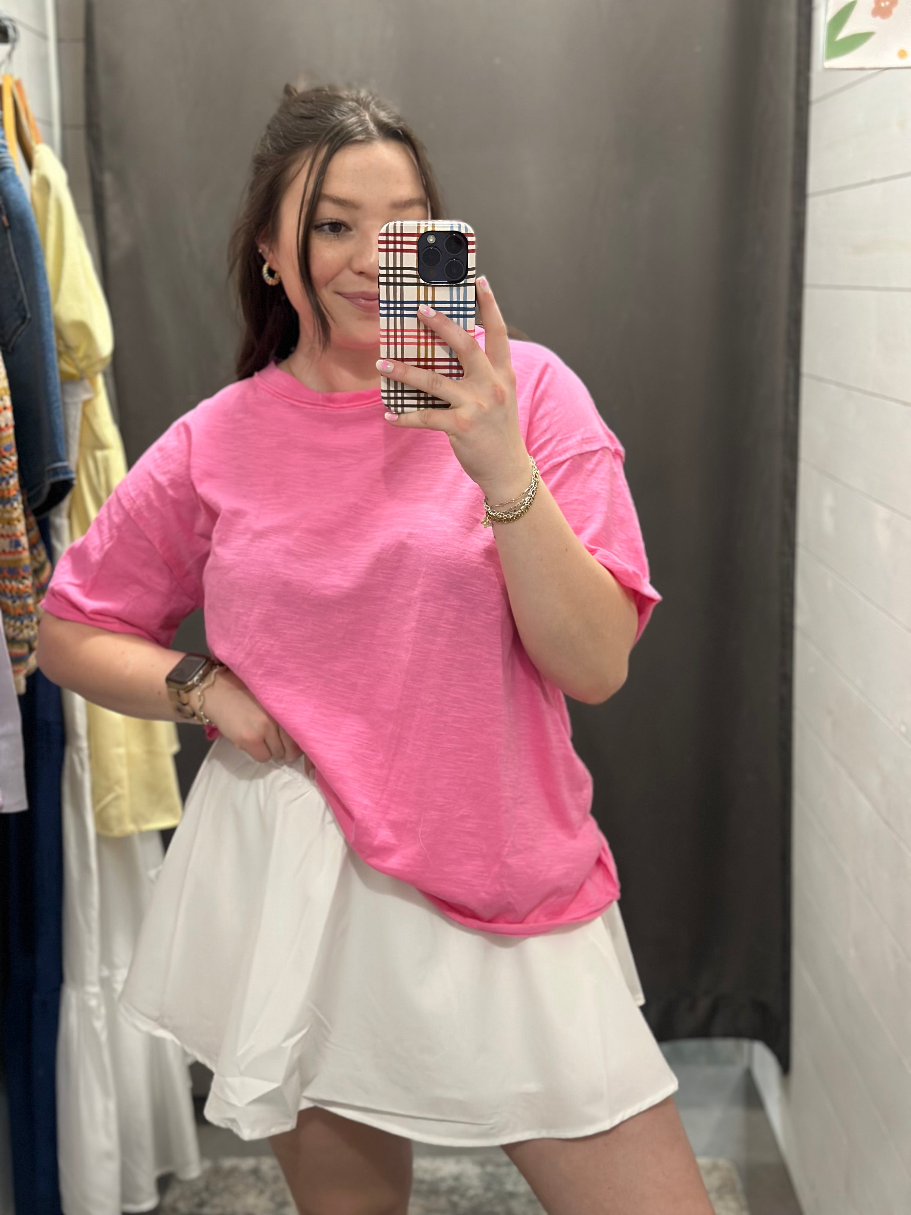 Pink Exposed Seam Tee
