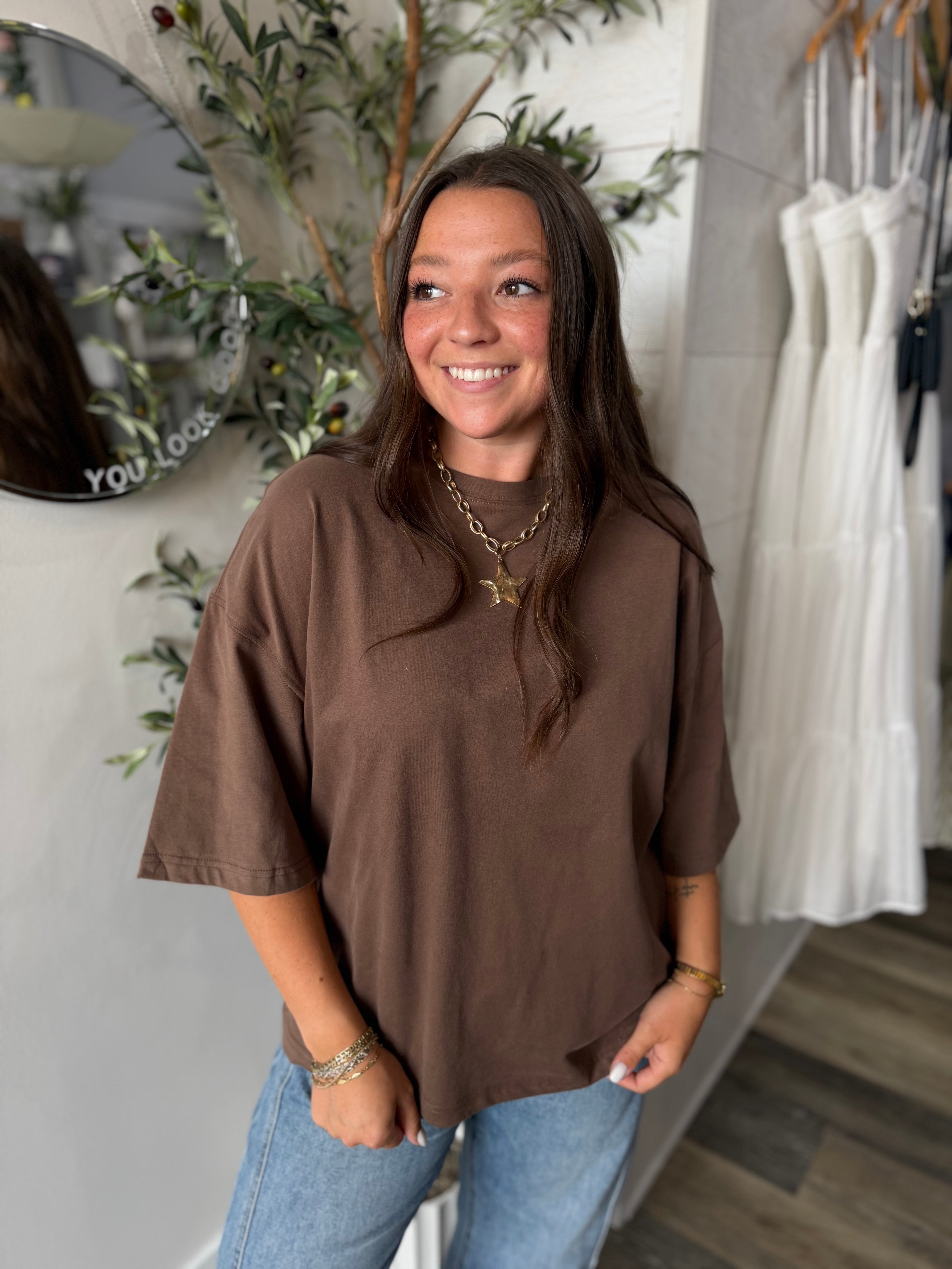 Chocolate Oversized Everyday Cotton Tee