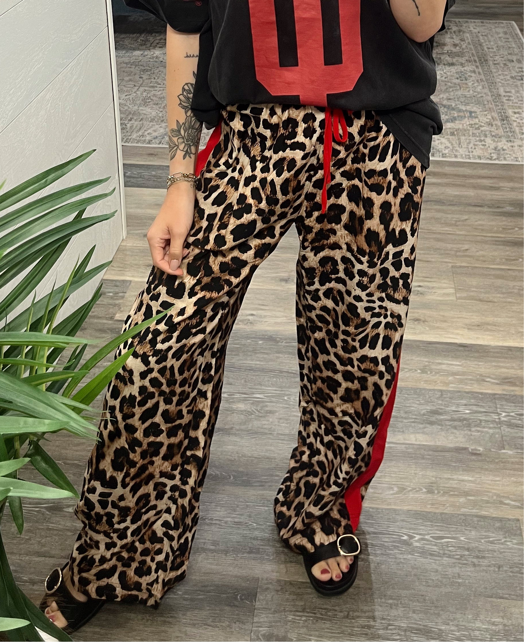 Red Leopard Track Pants